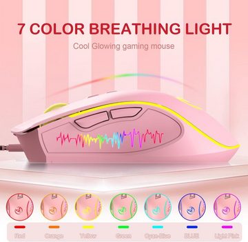 XINMENG Gaming Kombination, RGB Stecker und Spiel Tastatur- und Maus-Set, mechanisches Gefühl Tastatur Rainbow LED Gaming 3600 DPI für PS4 PS5