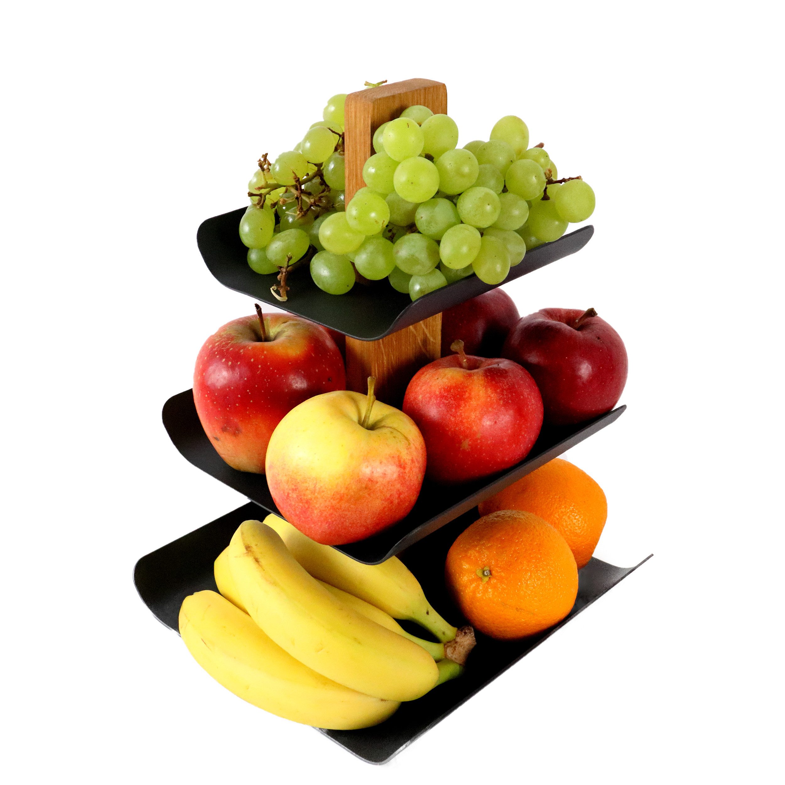 B4K Etagere 33cm x 24cm Elegante Obstschale und Servierplatte in einem: 3-stöckig