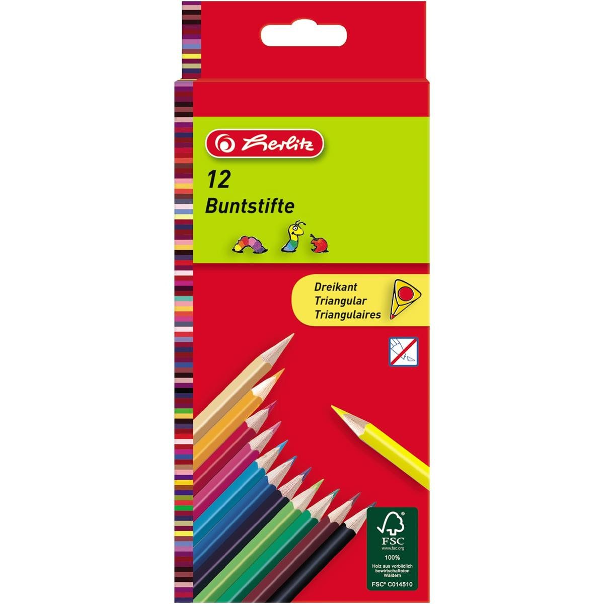 Herlitz Buntstift herlitz Dreikant-Buntstifte, 12er Karton-Etui