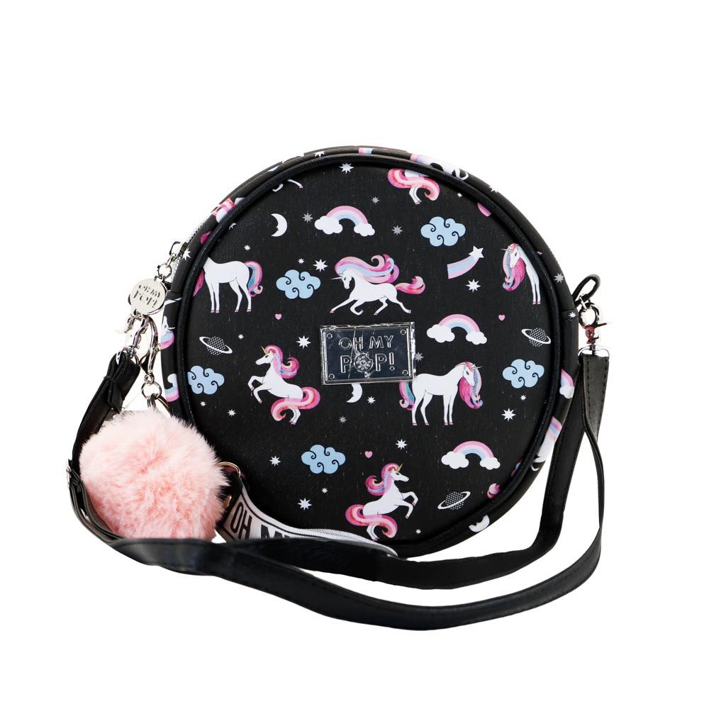 Oh My Pop! Schultertasche Einhorn Kleine runde Umhängetasche Messanger Bag
