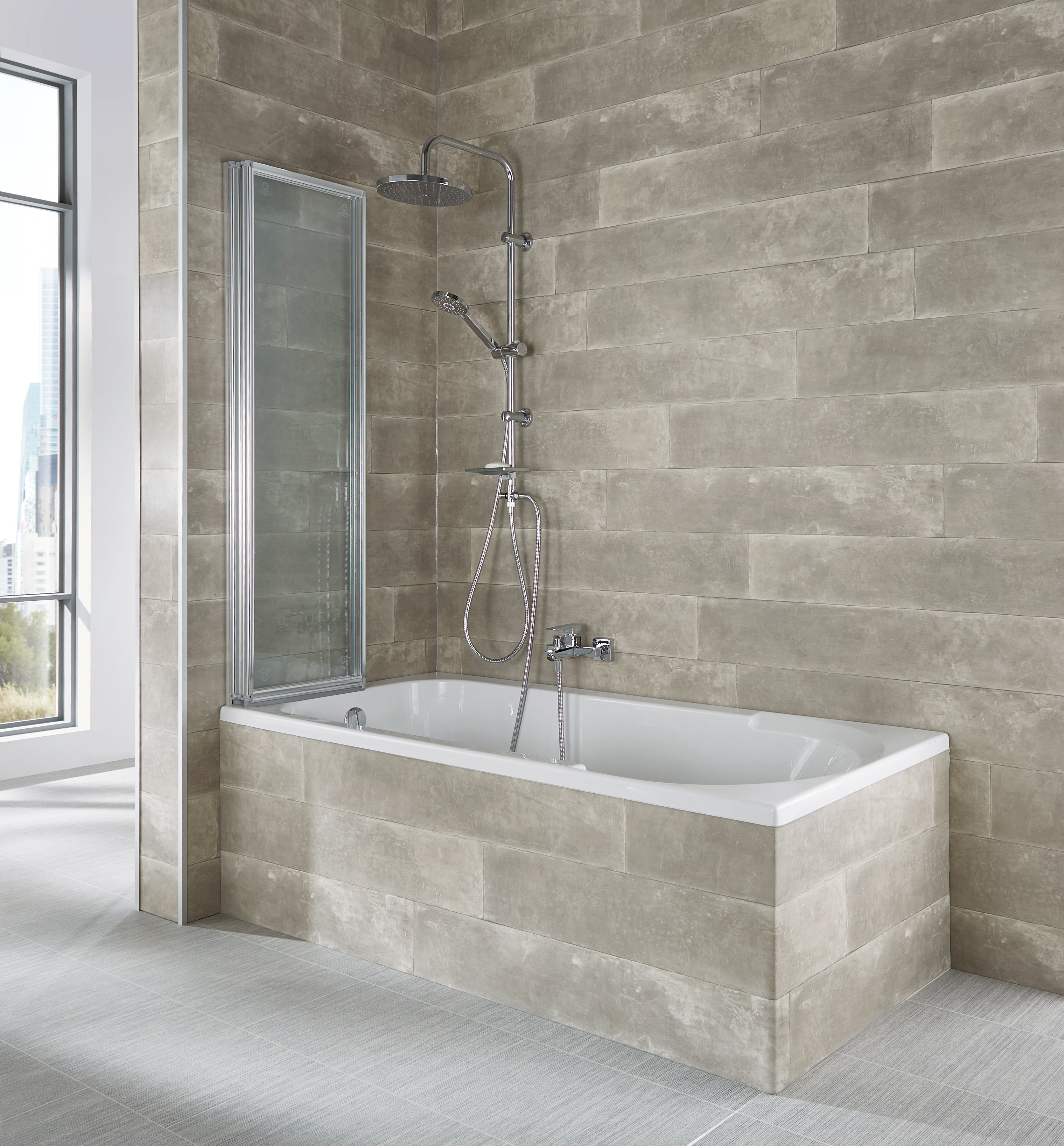 welltime Badewannenaufsatz Nassau, Einscheibensicherheitsglas, (3 tlg), Badewannenfaltwand, Spritzschutzwand für Badewanne, Glaswand