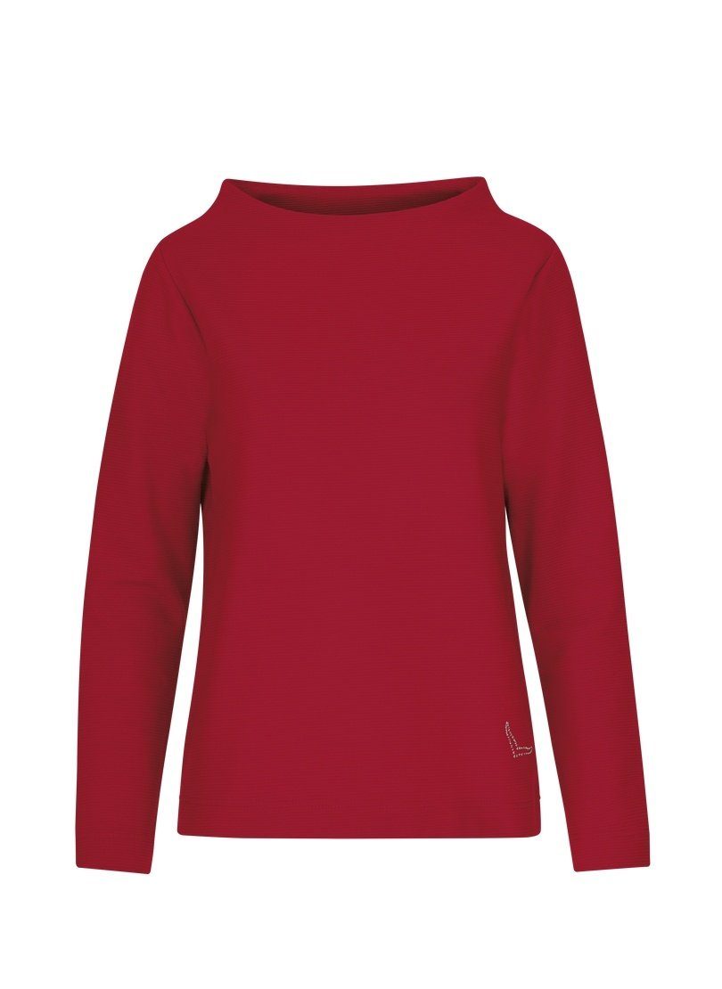 TRIGEMA Sweatshirt rubin Pullover mit Kristallsteinen Stehkragen Trigema