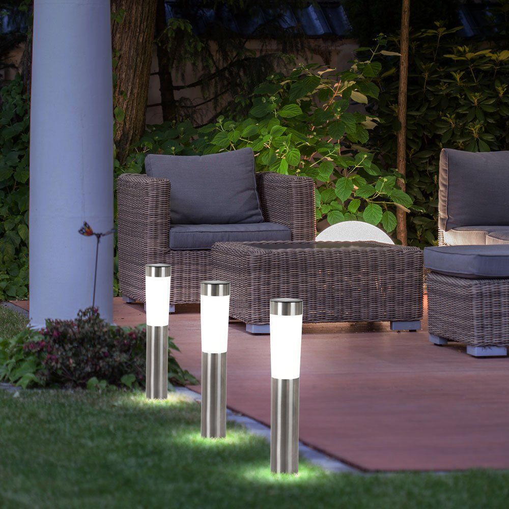 LED Gartenleuchte, 3er Set LED Solar Leuchten Steck Stand