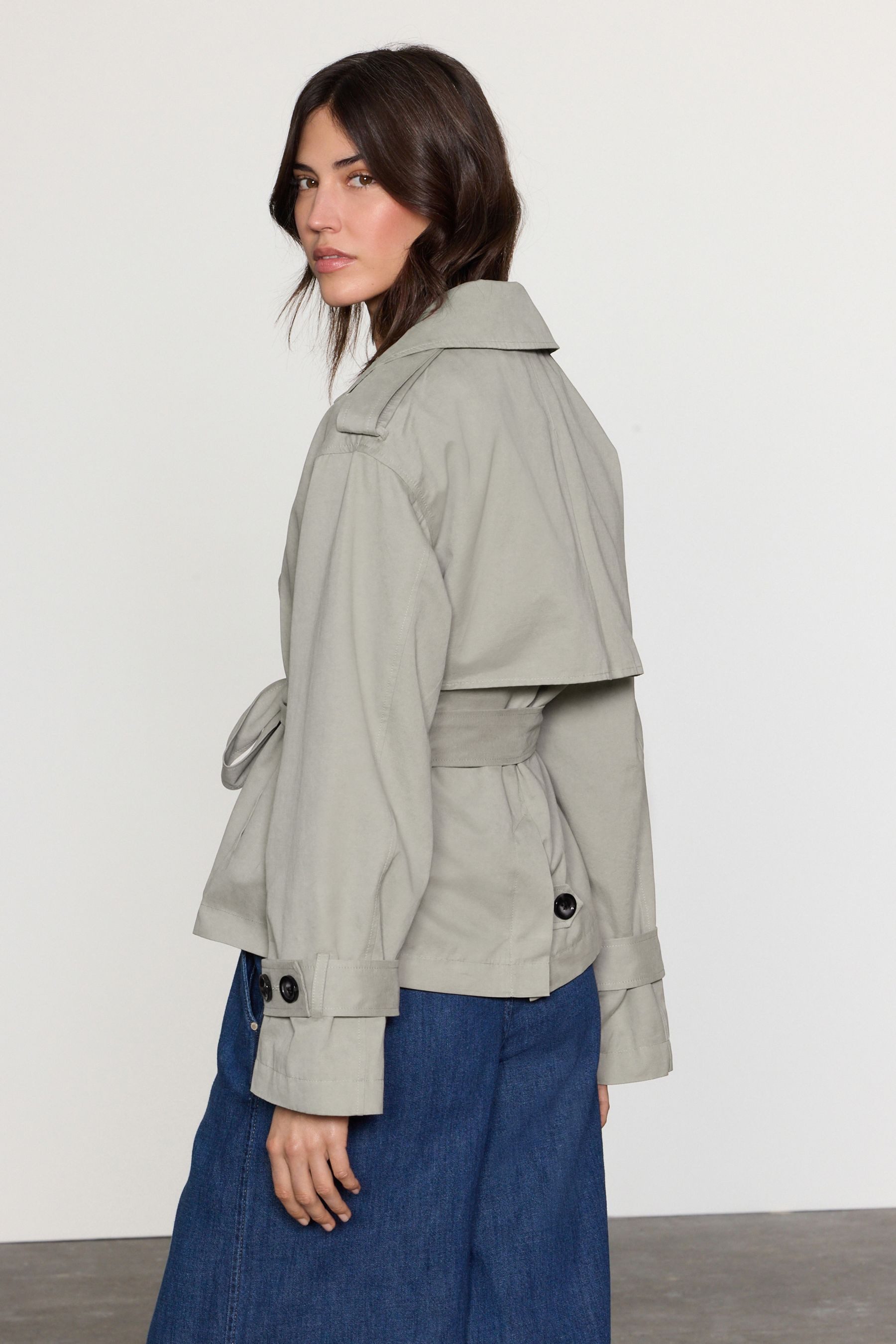 Next Kurzjacke Verkürzte Trenchjacke mit Gürtel (1-St) günstig online kaufen