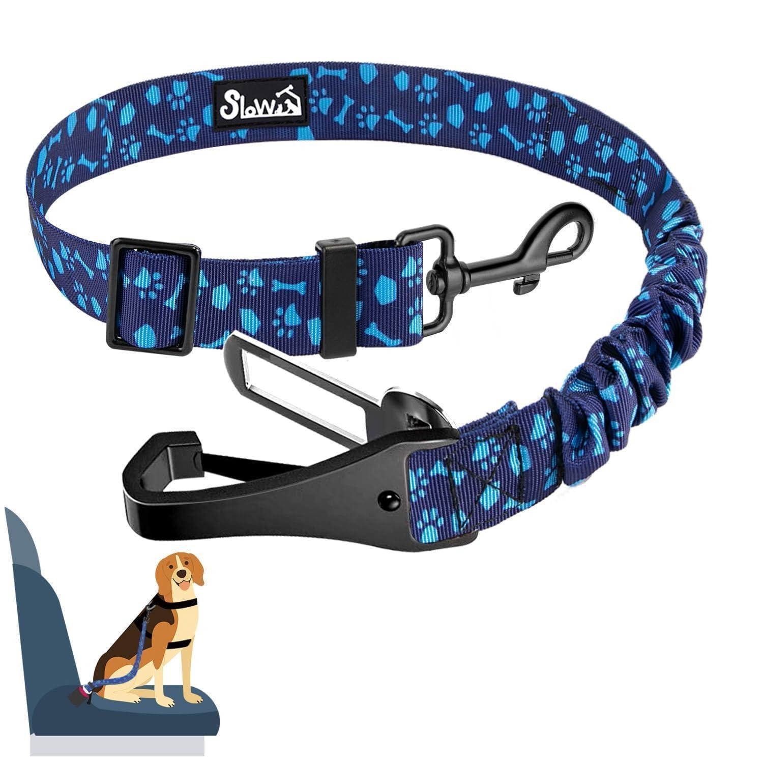 LuxusKollektion Autohundegeschirr Hundesicherheitsgurt verstellbar Ruckdämpfung 3in1 Auto 90CM Blau