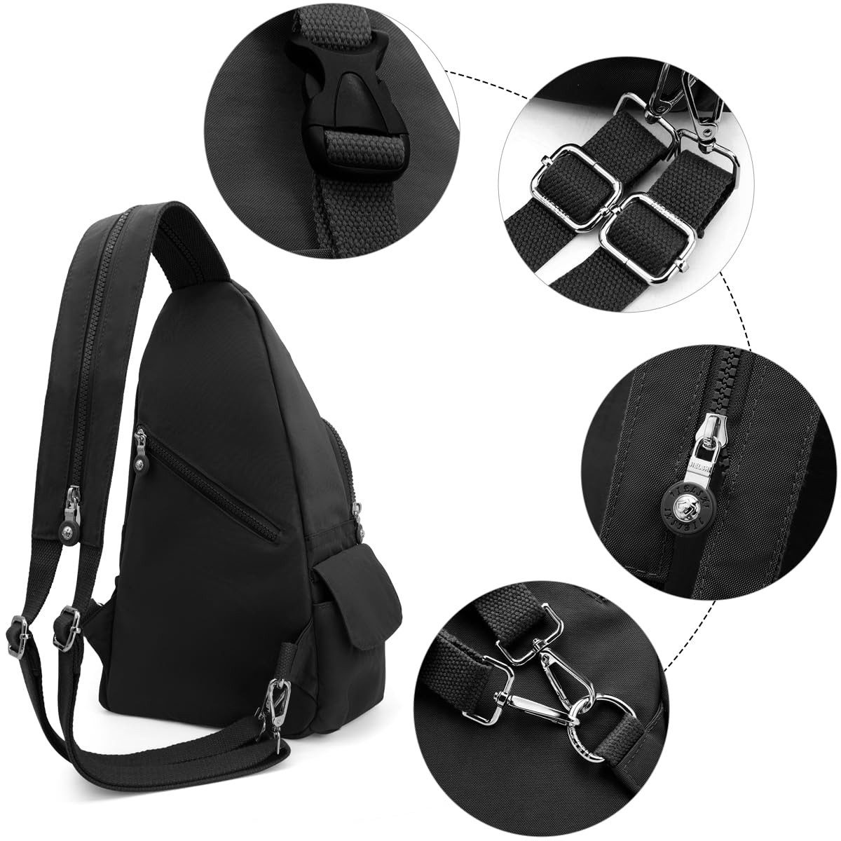 nsihing Umhängetasche Universelle wasserdichte Umhängetasche für Damen und Herren, Leichter Brusttasche Klein Sling Bag Nylon Backpack Schulterrucksack