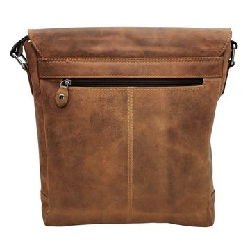 Landleder Umhängetasche Old School - Messenger-Postbag A4, naturbelassenes Büffelleder