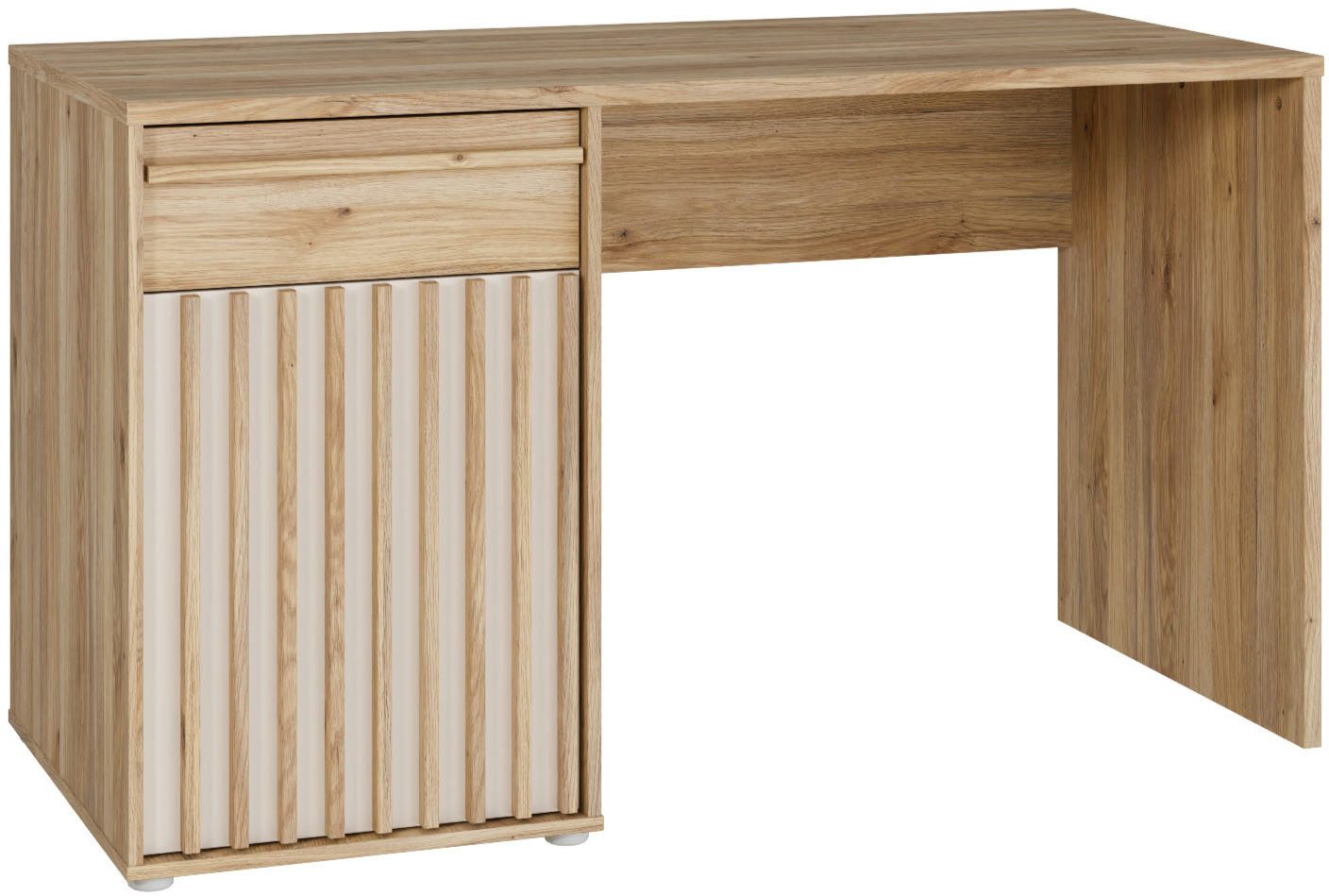 FORTE Schreibtisch Soft Close und Vollauszug, viel Stauraum, in 2 Farben erhältlich, B/H/T 130/76/60 cm/Schubkasten mit Vollauszug