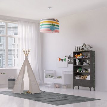 Paco Home Pendelleuchte Tweet 462, ohne Leuchtmittel, Lampe Kinderzimmer Babyzimmer Deckenlampe Streifen Regenbogen E27