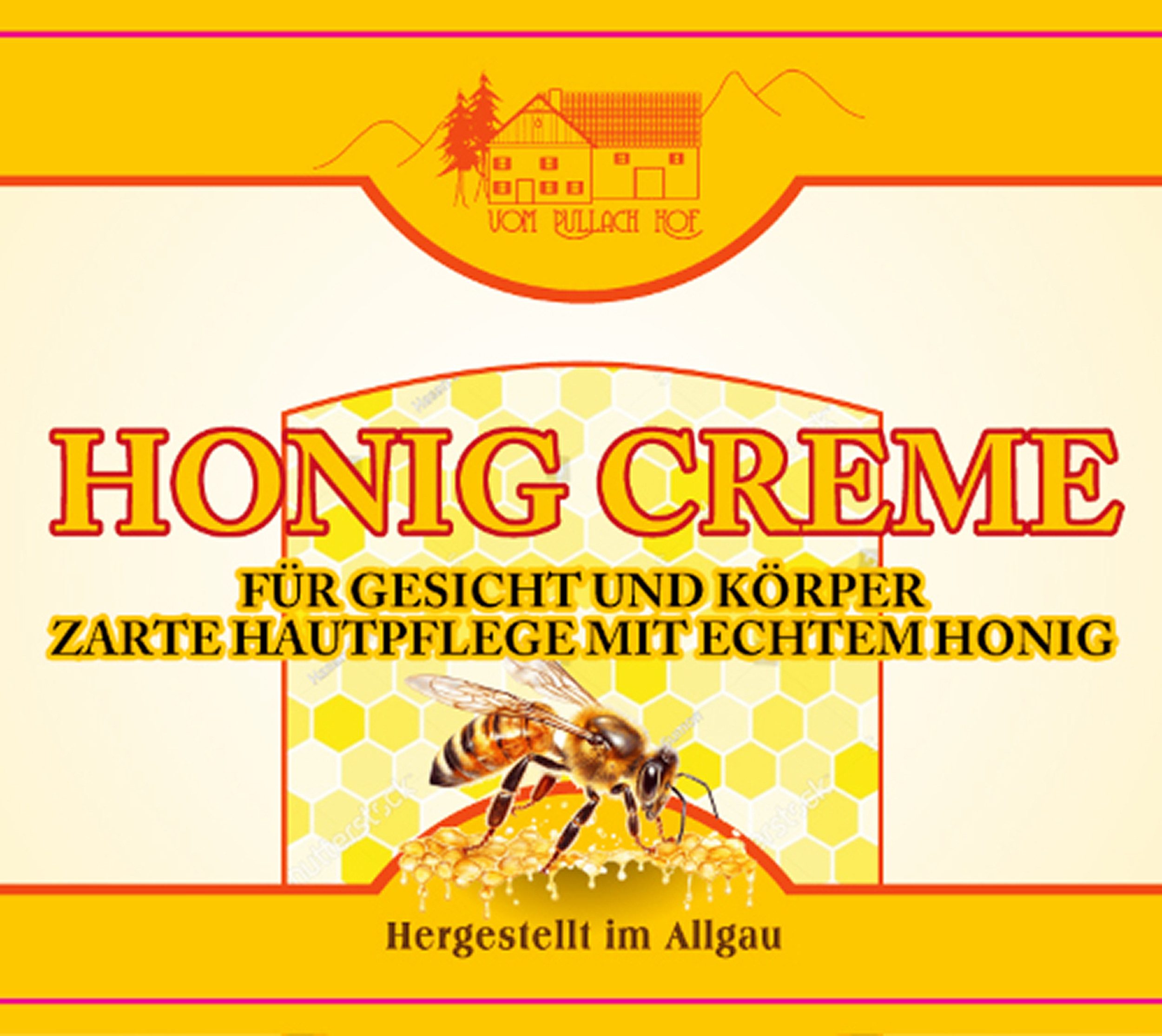 vom Pullach Hof Feuchtigkeitscreme HONIG CREME 250ml Allgäu für Gesicht und Körper Feuchtigkeitscreme 39, zarte Hautpflege Hautcreme Haut Pflege