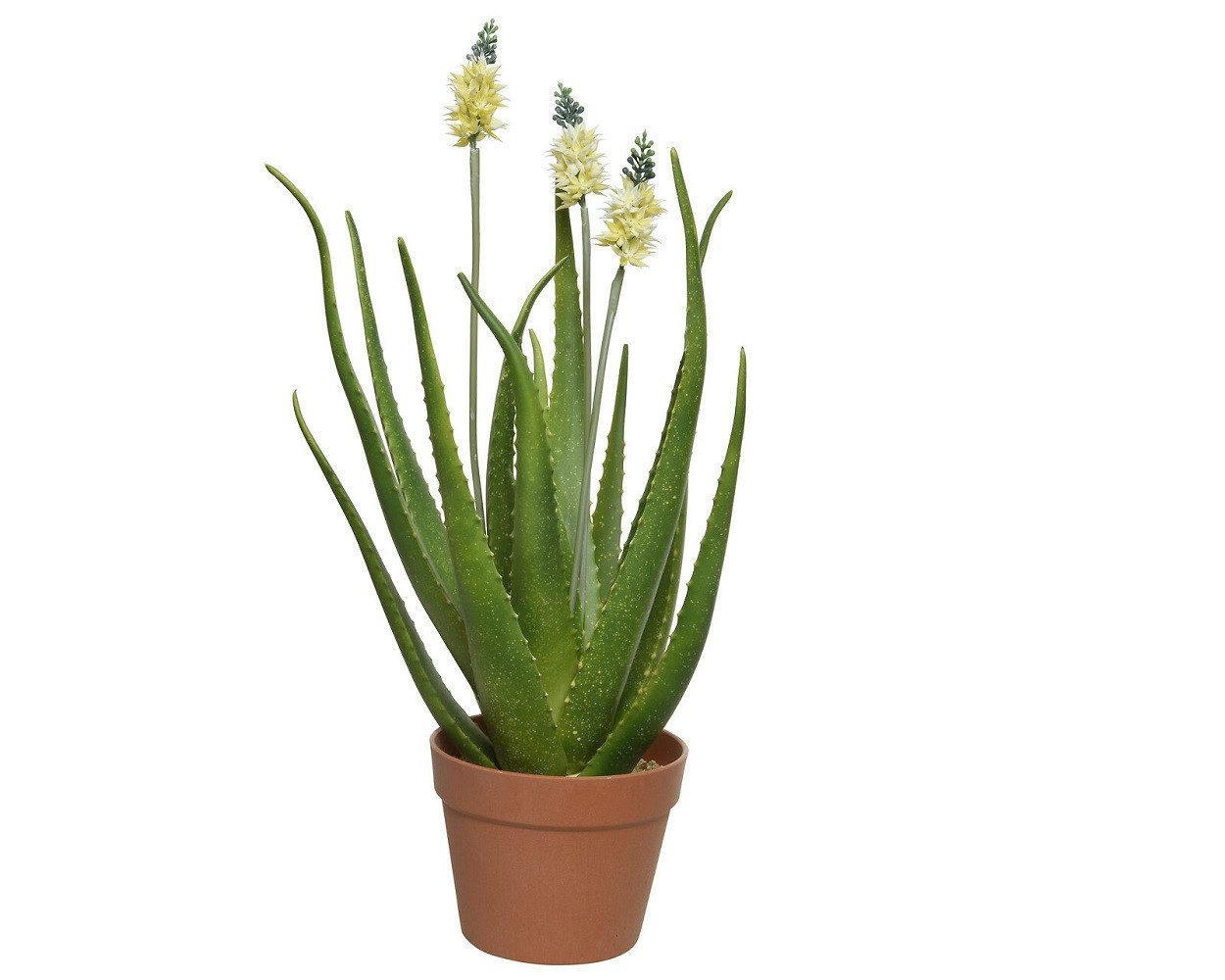 Kunstpflanze Agave Topf Kunstpflanze Kunstblume Polyester grün H 60 cm Ø 13 cm