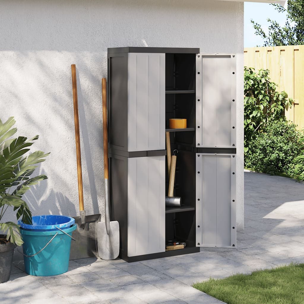 vidaXL Garten-Geräteschrank 65 x 37 x 165 cm 63 x 31 cm Geräteschrank Gartenschrank Grau und Schwa