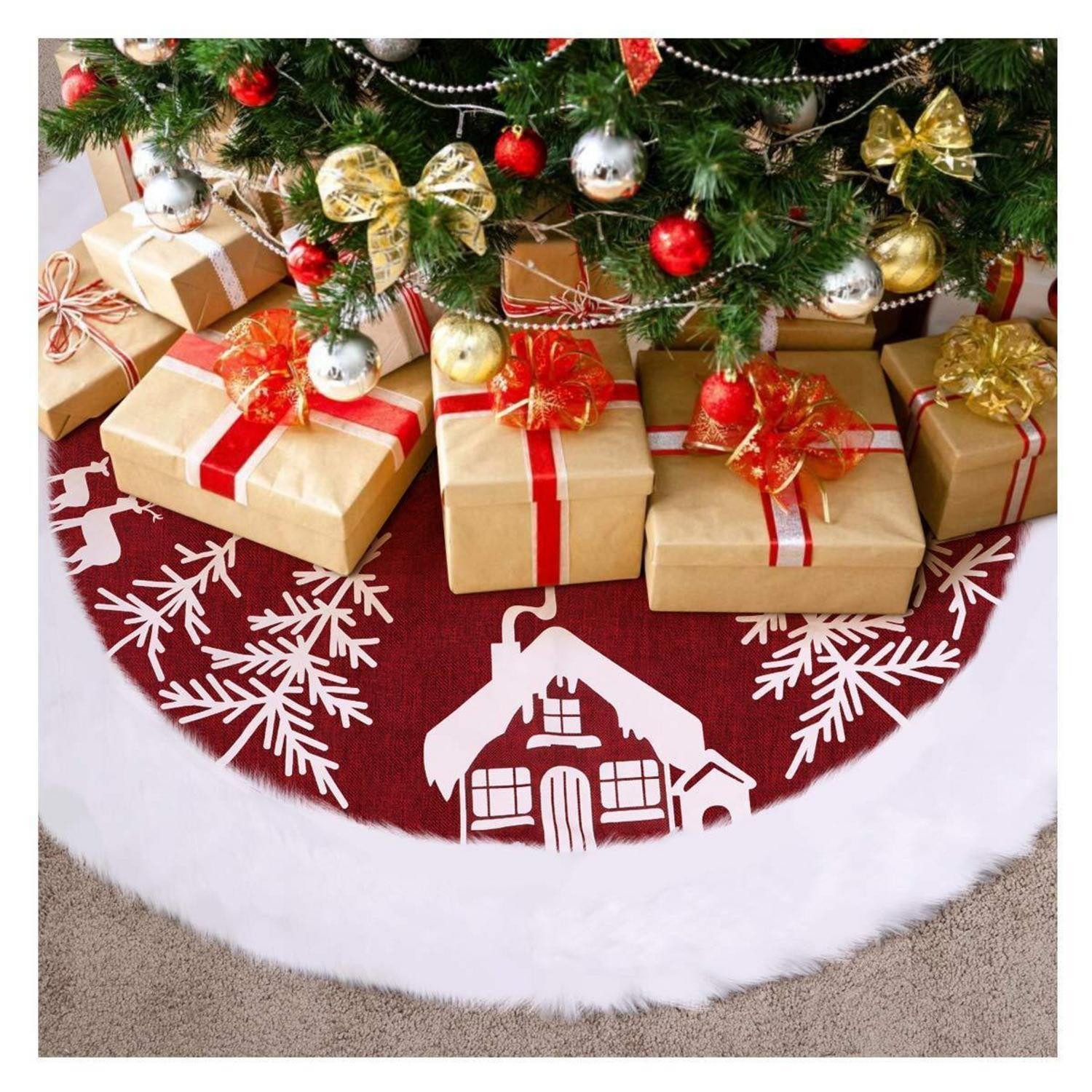 LuxusKollektion Weihnachtsbaumdecke Weihnachtsbaum Rock 48 Zoll Rot