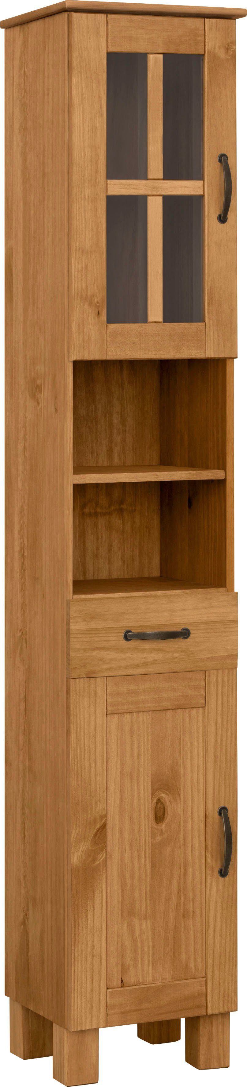 Home affaire Hochschrank Rodby FSC®-zertifiziertes Massivholz, Breite 33 cm, Höhe 180 cm natur gebeizt/gewachst | natur | Hochschränke