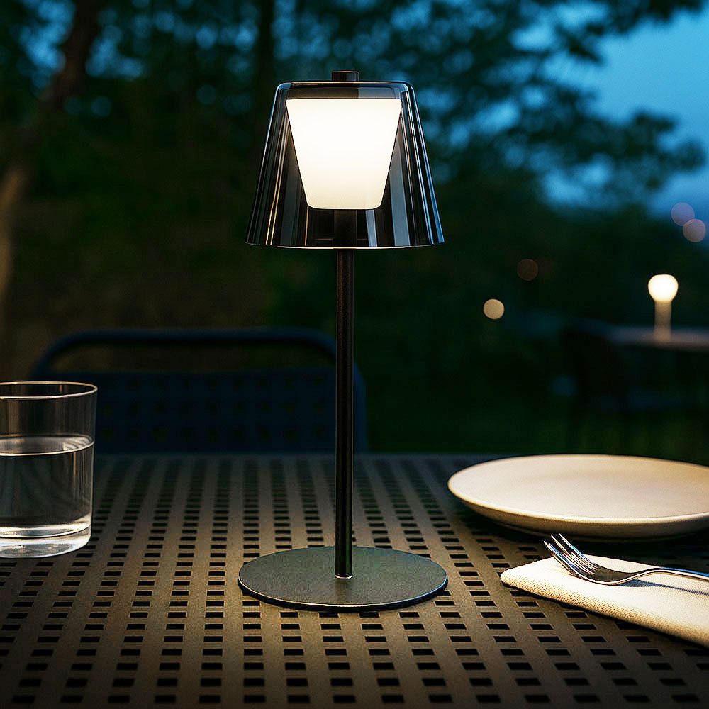 FISCHER & HONSEL Außen-Tischleuchte, LED-Leuchtmittel fest verbaut, Warmweiß, Tischleuchte Außenleuchte Dimmbar LED Gartenlampe Balkonleuchte IP44-