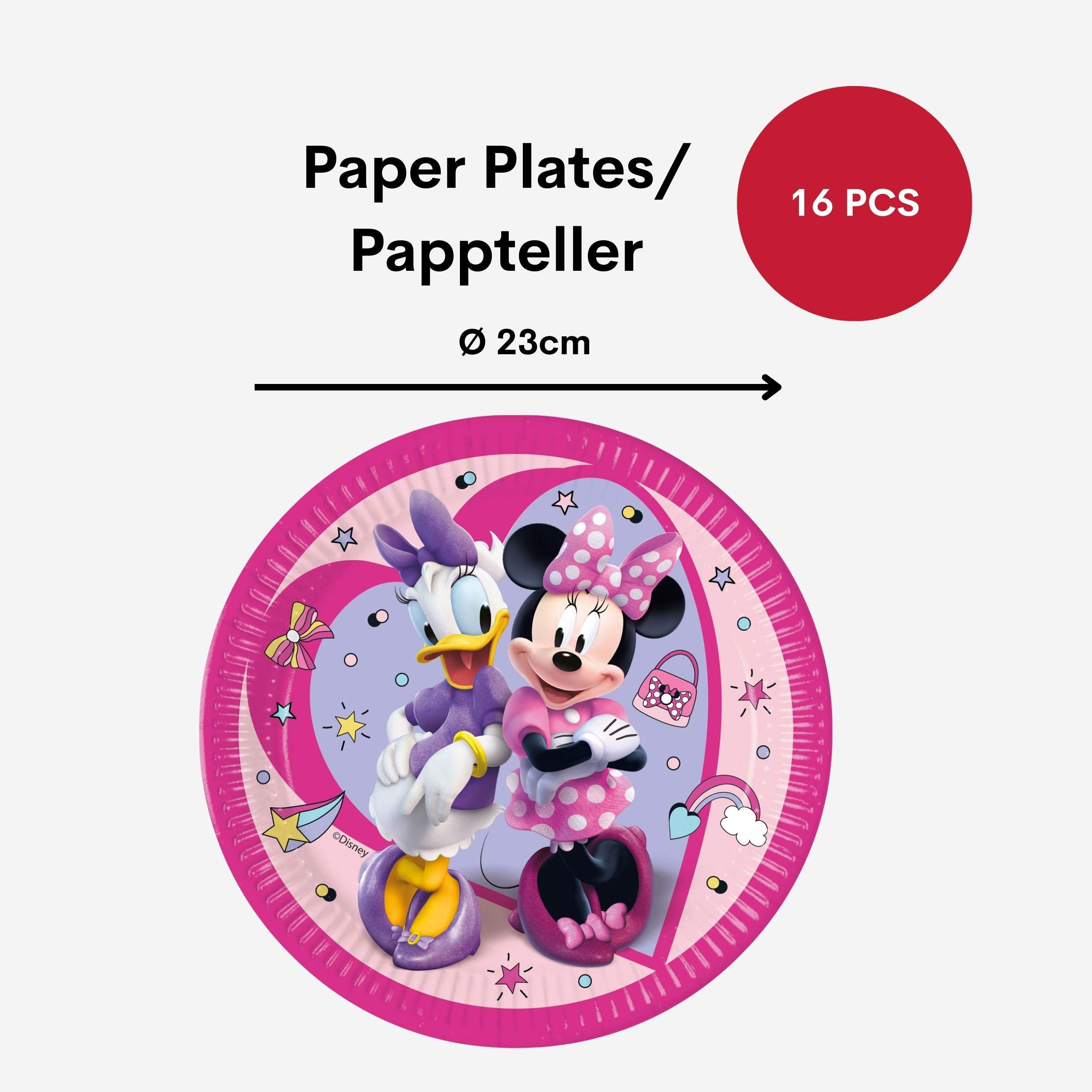 Procos Einweggeschirr-Set 70-tlg. Minnie Junior Party Set für Kindergeburtstag, 16 Personen
