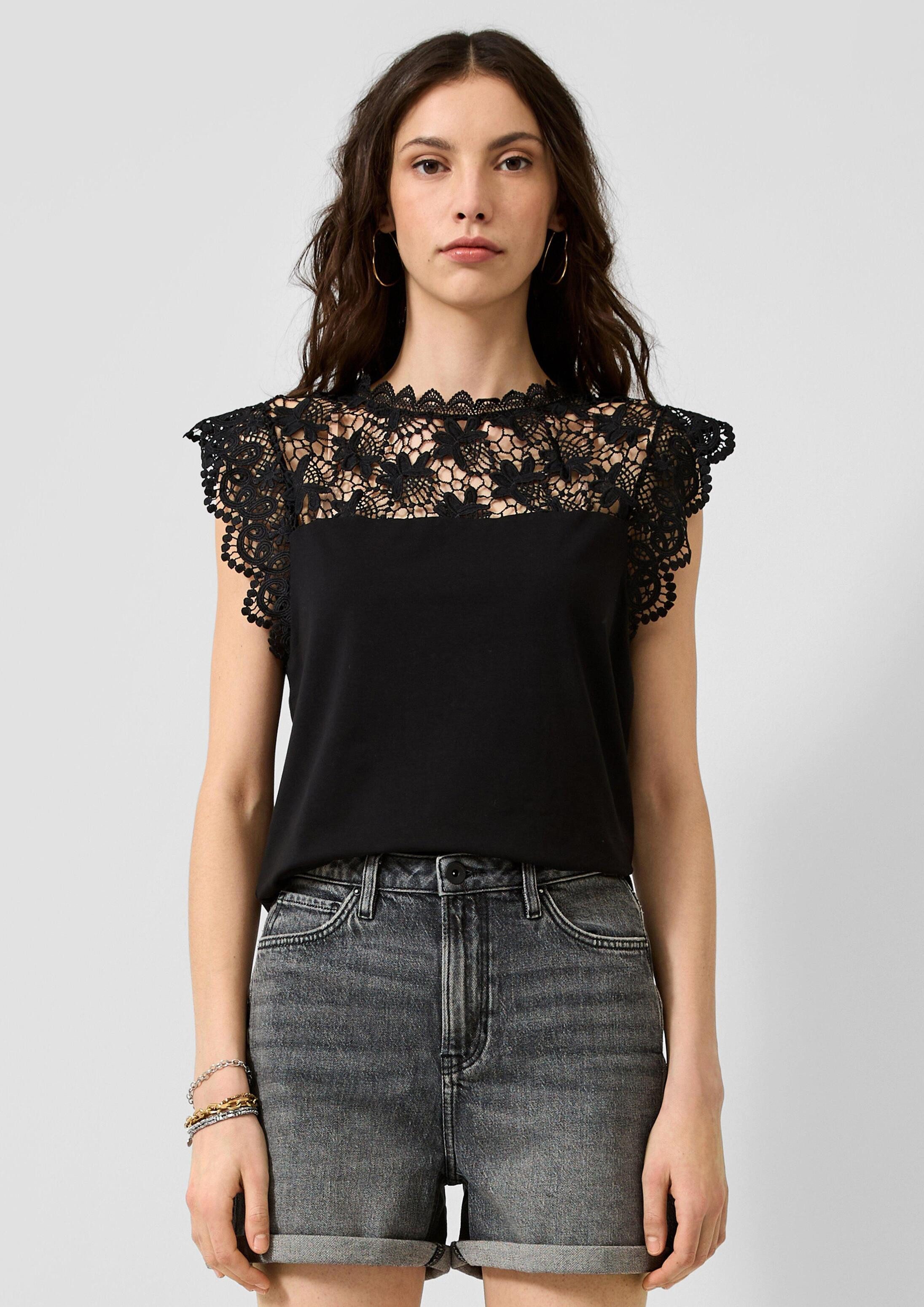 QS Muskelshirt T-Shirt Top mit Spitze