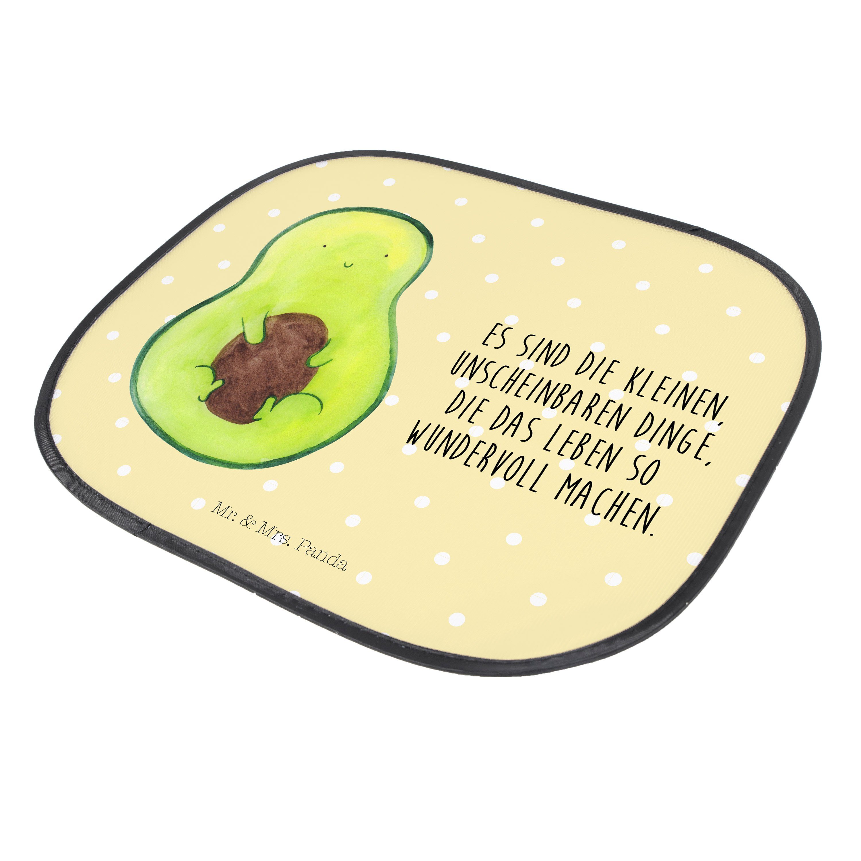 Sonnenschutz Avocado mit Kern - Geschenk, Gelb - Mr. Mrs. Panda, & Sonnenblende, Seidenmatt glücklich, Pastell