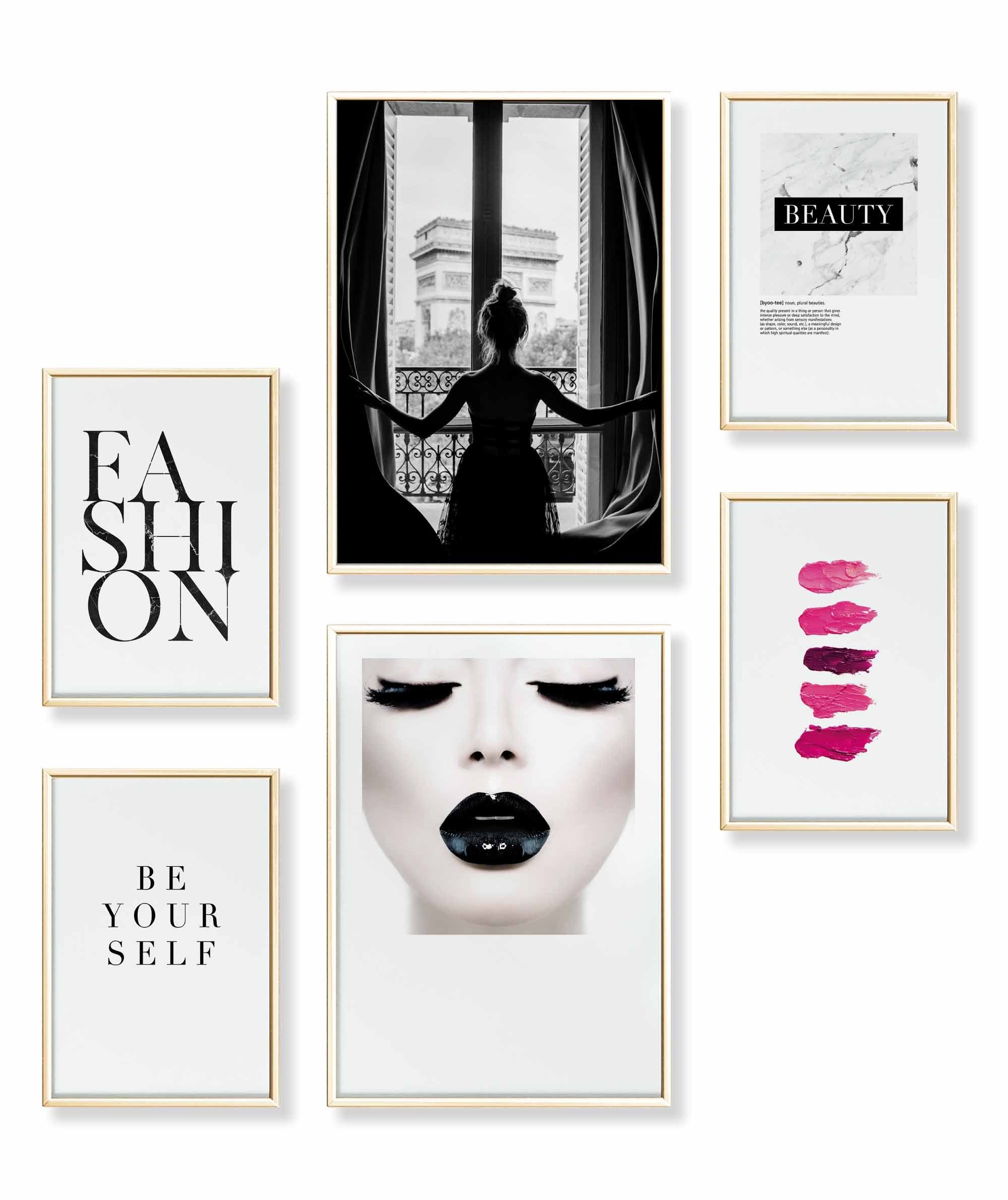 Poster Set als Wohnzimmer Deko, Bilder DINA3 & DINA4, Paris Fashion