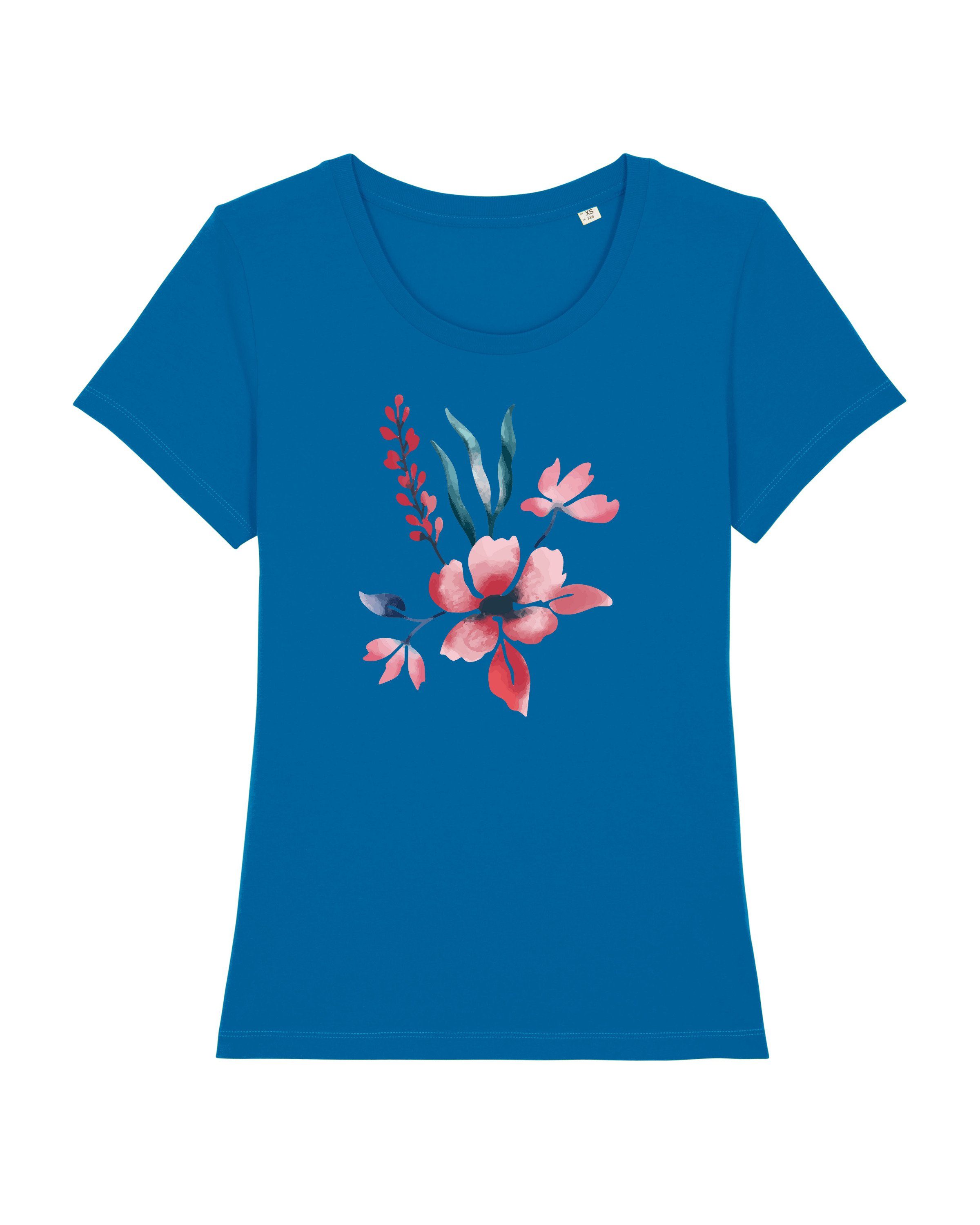wat? Apparel 01 (1-tlg) in Wasserfarbe Print-Shirt pertrol Blume
