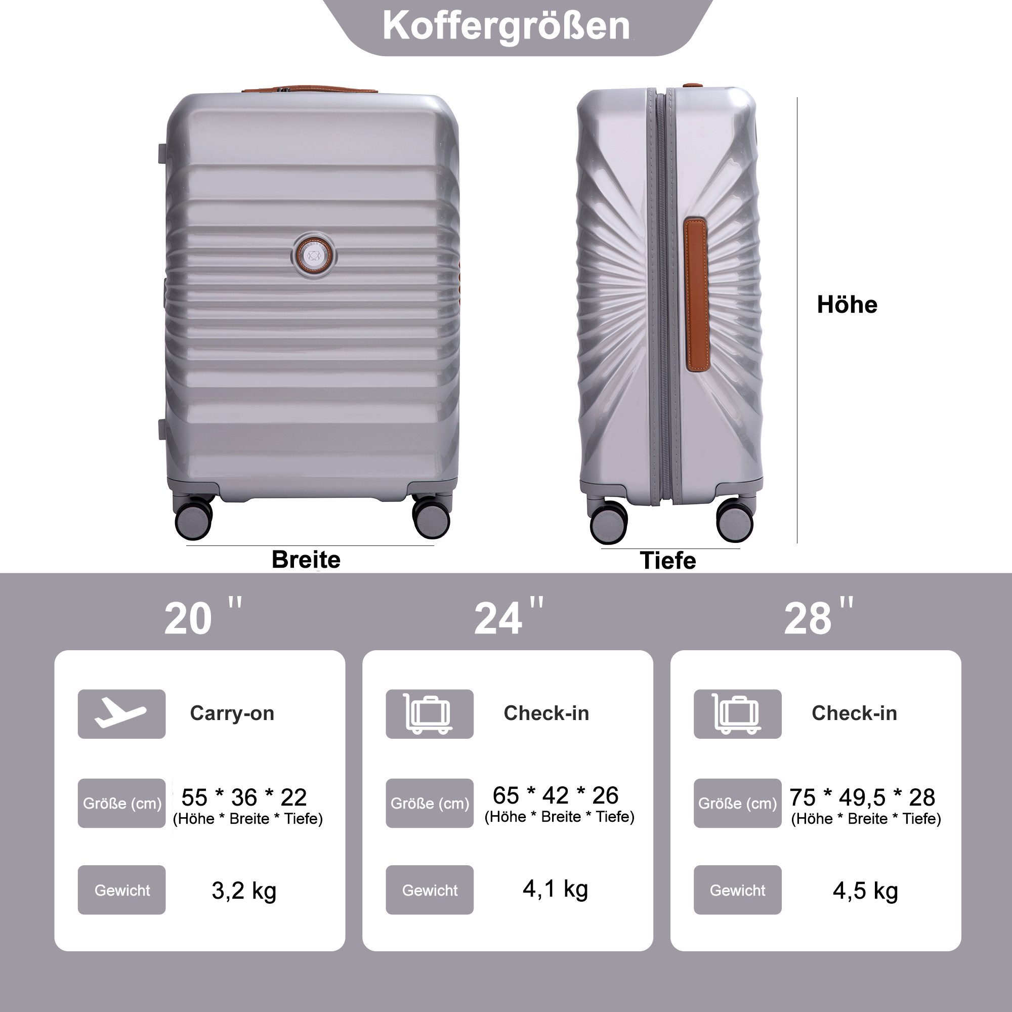Travelhouse Hartschalen-Trolley capri, 4 Rollen, PC Hartschale, USB + USB C Anschluss, Rollenbremse
