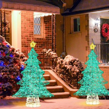 KOMFOTTEU Künstlicher Weihnachtsbaum LED, mit Spitzenstern & 520 warmweißen Lichtern, 122 cm