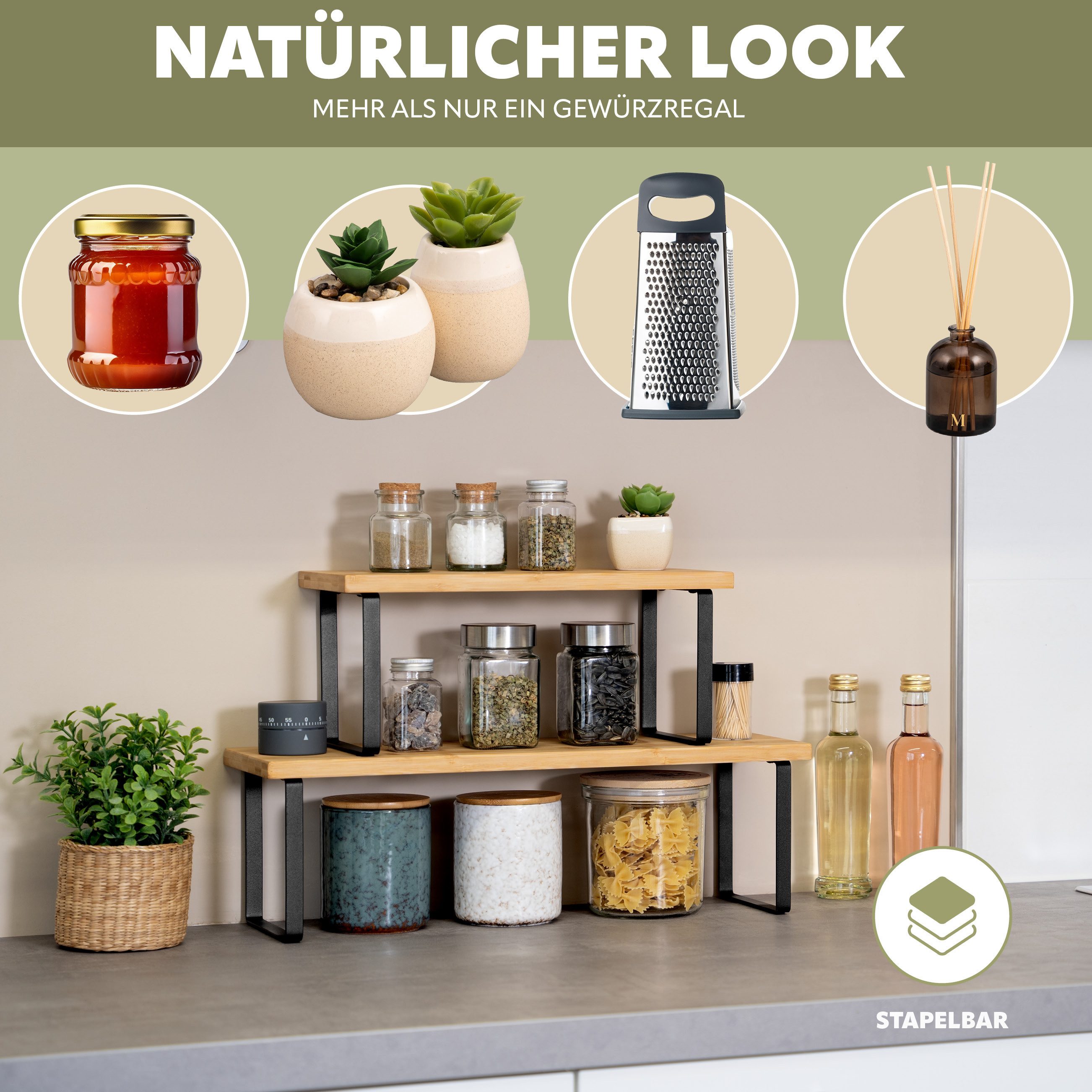 bremermann Küchenregal 2x Küchenregal, freistehend, aus Bambus, ca. 36/50 c günstig online kaufen