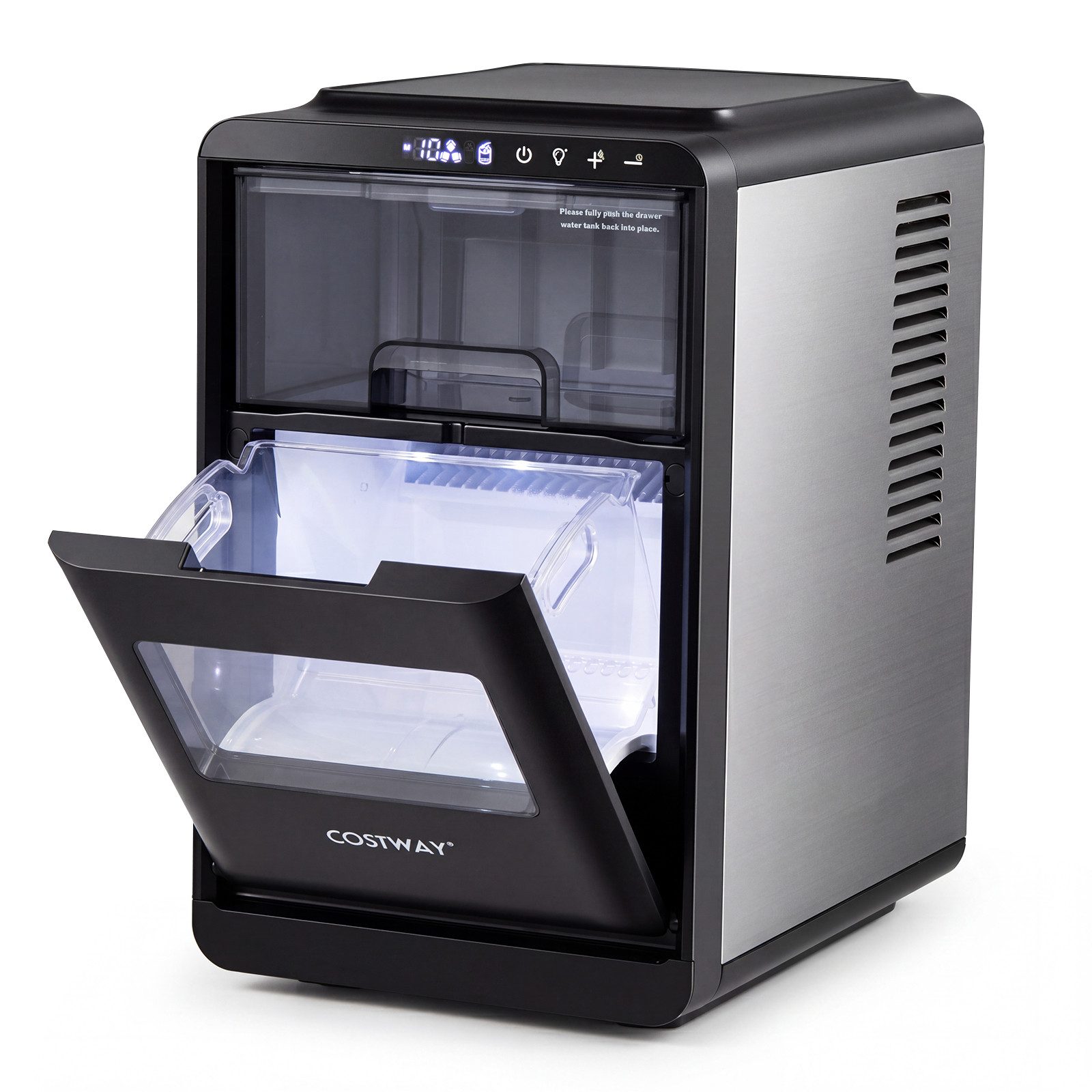 COSTWAY Eiswürfelmaschine Halbmond-Eiswürfel, mit Selbstreinigung, Selbstreinigung & 24H-Timer, 12kg/Tag