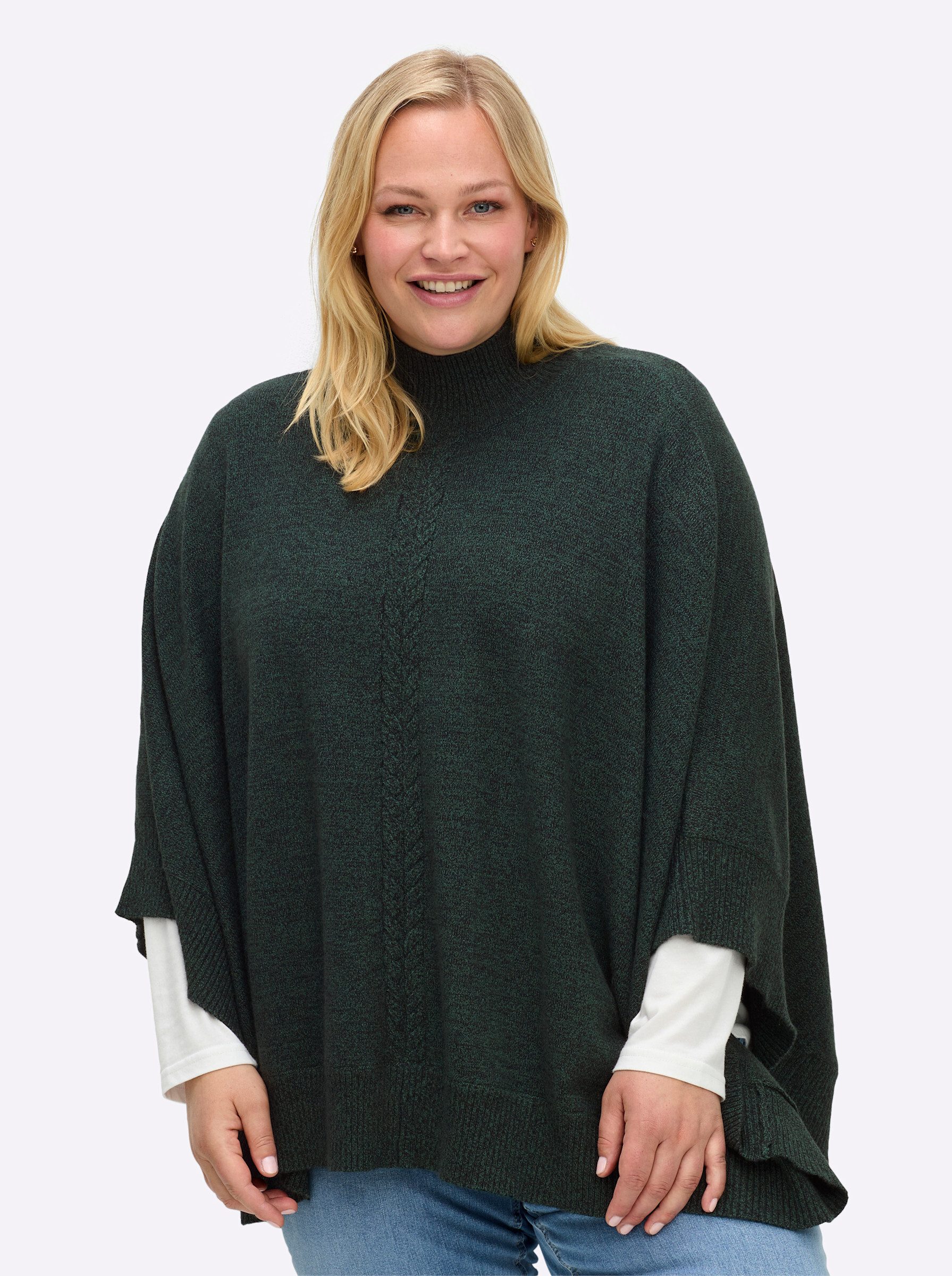 Sheego Strickponcho Strickponcho . Länge ca. 70 cm günstig online kaufen