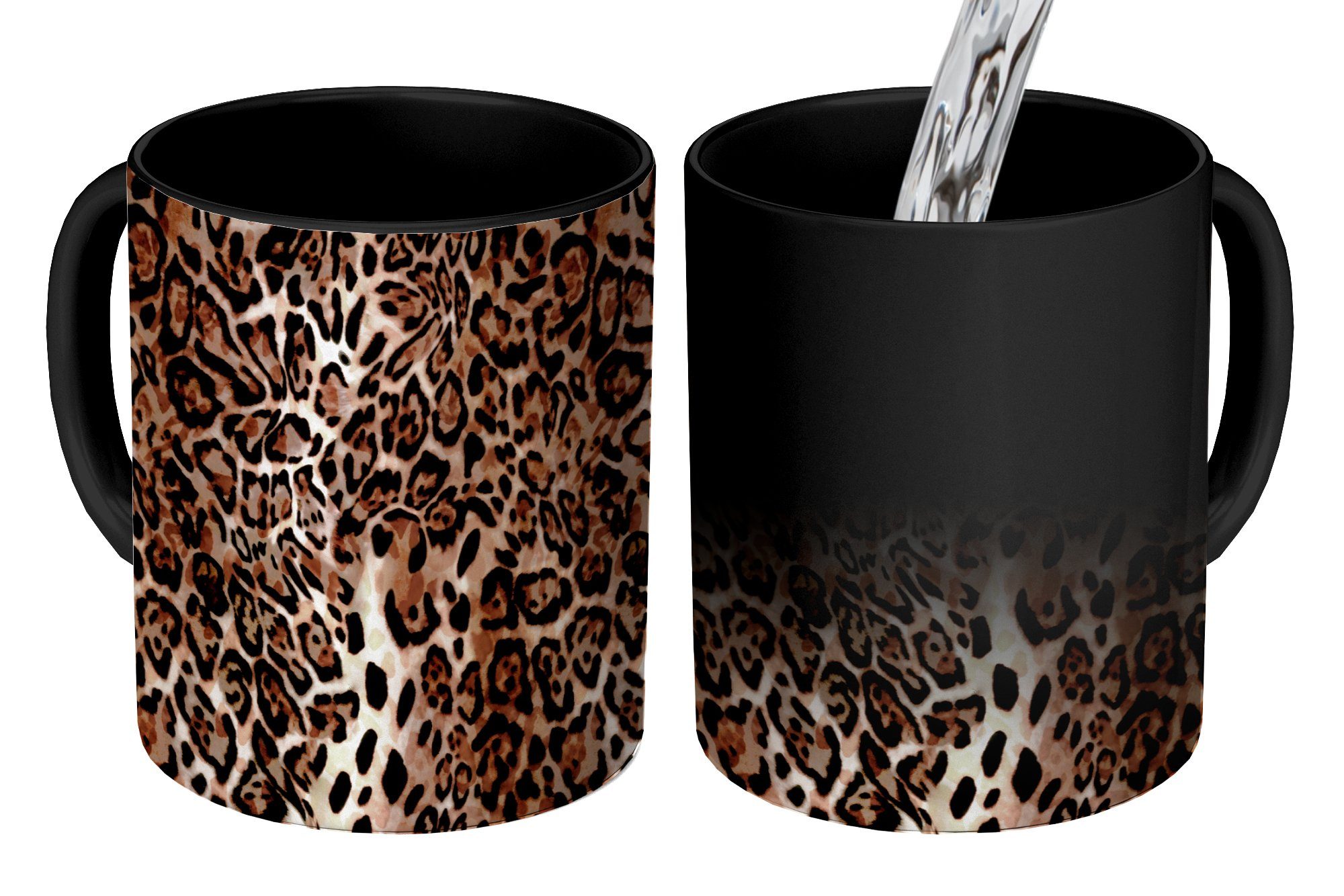 - - Leopard Teetasse, Tiermuster - Luxus, Kaffeetassen, MuchoWow Farbwechsel, Keramik, Design Zaubertasse, Tasse Geschenk