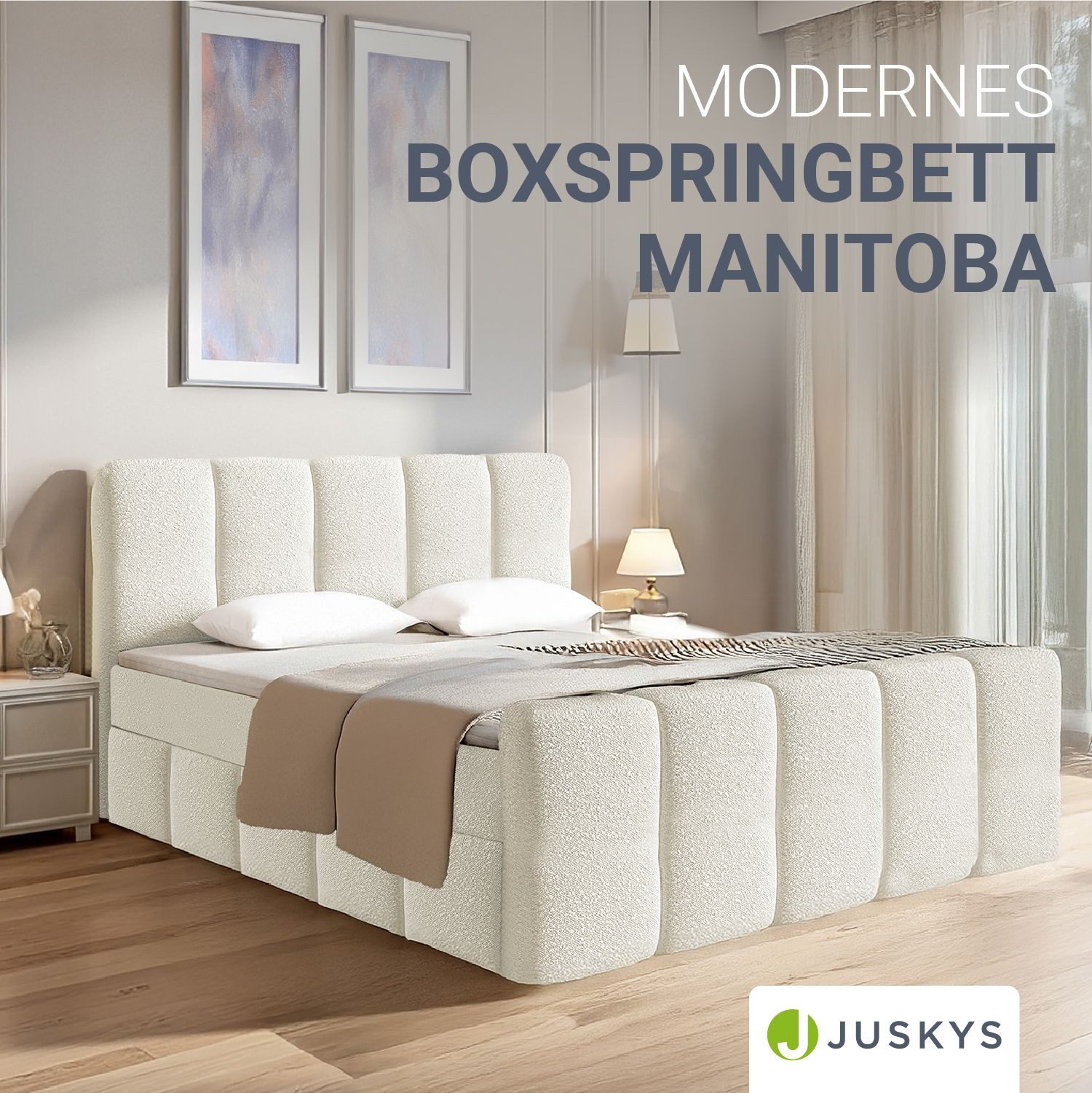 Juskys Boxspringbett Manitoba, Bett mit Federkernmatratze, Topper und gepol günstig online kaufen