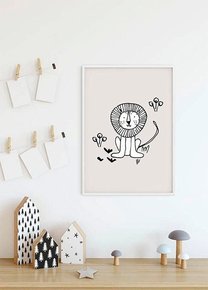 Schlafzimmer, Lion, Scribble (1 St), Wohnzimmer Komar Poster Tiere Kinderzimmer,