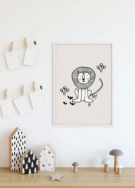 Komar Poster Scribble Lion, Tiere (1 St), Kinderzimmer, Schlafzimmer, Wohnzimmer