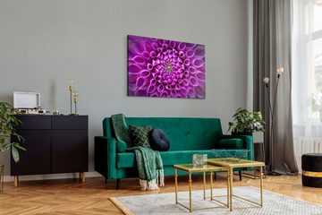 Sinus Art Leinwandbild 120x80cm Wandbild auf Leinwand Dahlie Blume Violett Nahaufnahme Kunstv, (1 St)