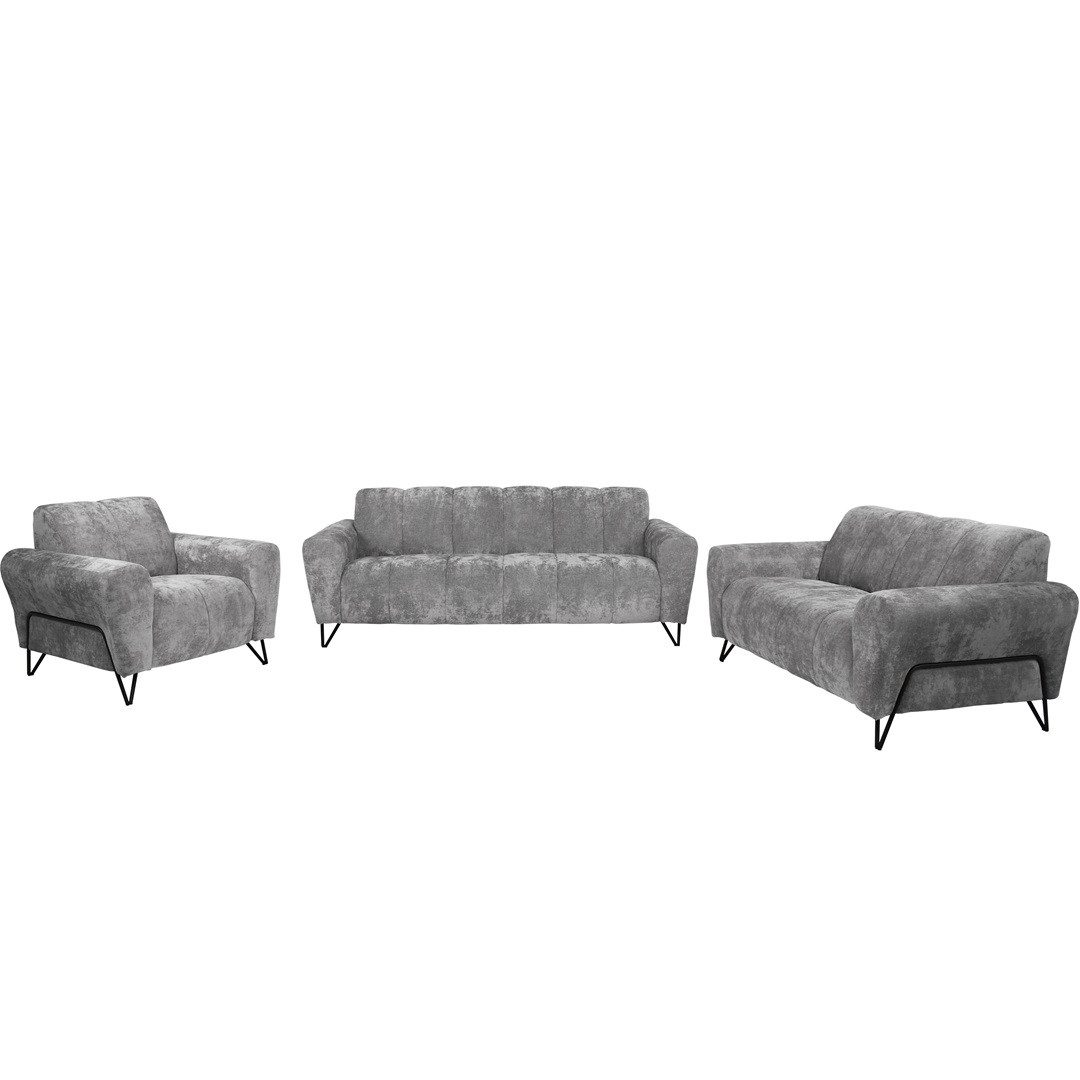 Beautysofa Polstergarnitur mit Metallbeine in schwarzer VOLARE, 3-Sitzer So günstig online kaufen