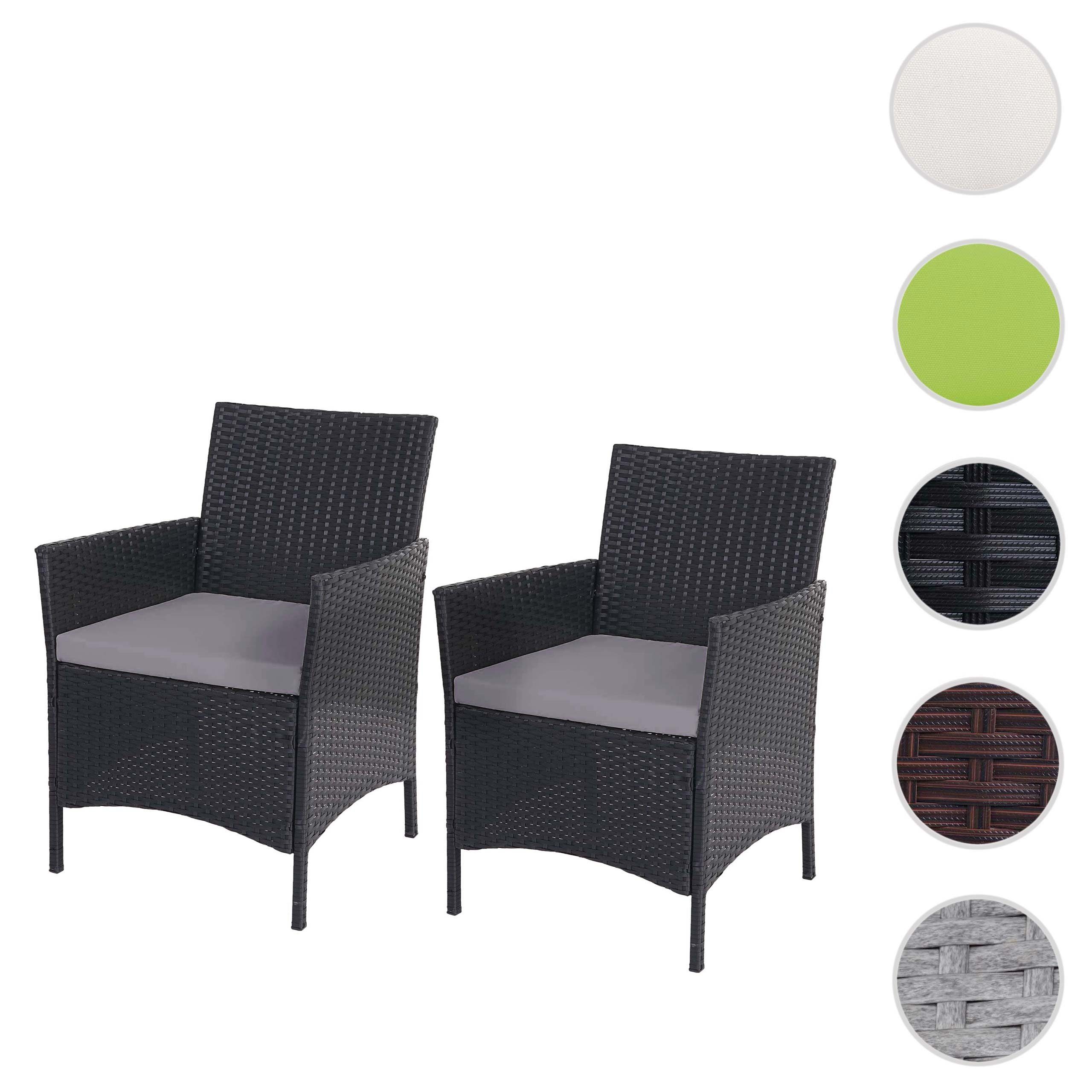 MCW Poly-Rattan Sessel Halden 2er-Set anthrazit Kissen anthrazit günstig online kaufen