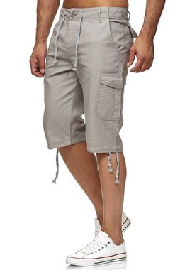 Reslad Leinenhose Reslad Leinen Cargo Shorts Männer Strandhose Herren Leinenhose 3/4 (1-tlg) Strandhose im Leinen-Look mit Cargotaschen