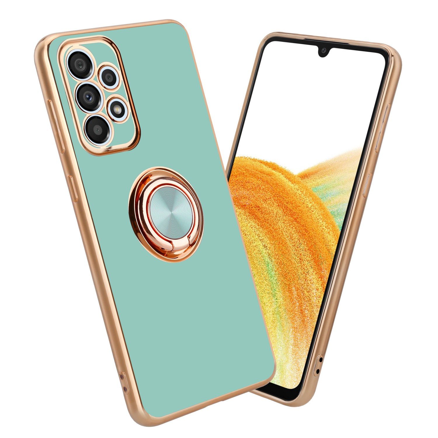 Cadorabo Handyhülle für Samsung Galaxy A52 (4G / 5G) / A52s Hülle Samsung Galaxy A52 (4G / 5G) / A52s, Schutzhülle - TPU Silikon Hülle - mit Kameraschutz und Ring