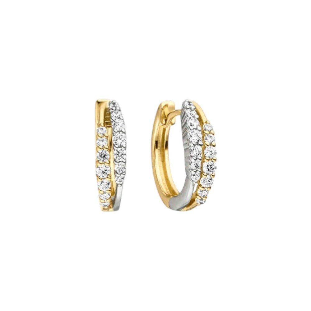 VIVENTY Paar Creolen Creolen Ohrringe Damen Zirkonia Silber Vergoldet 15 mm 788224