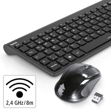 Hama Maus Set leise Funk-Tastatur QWERTZ Layout 1200dpi 8m Reichweite Black Tastatur