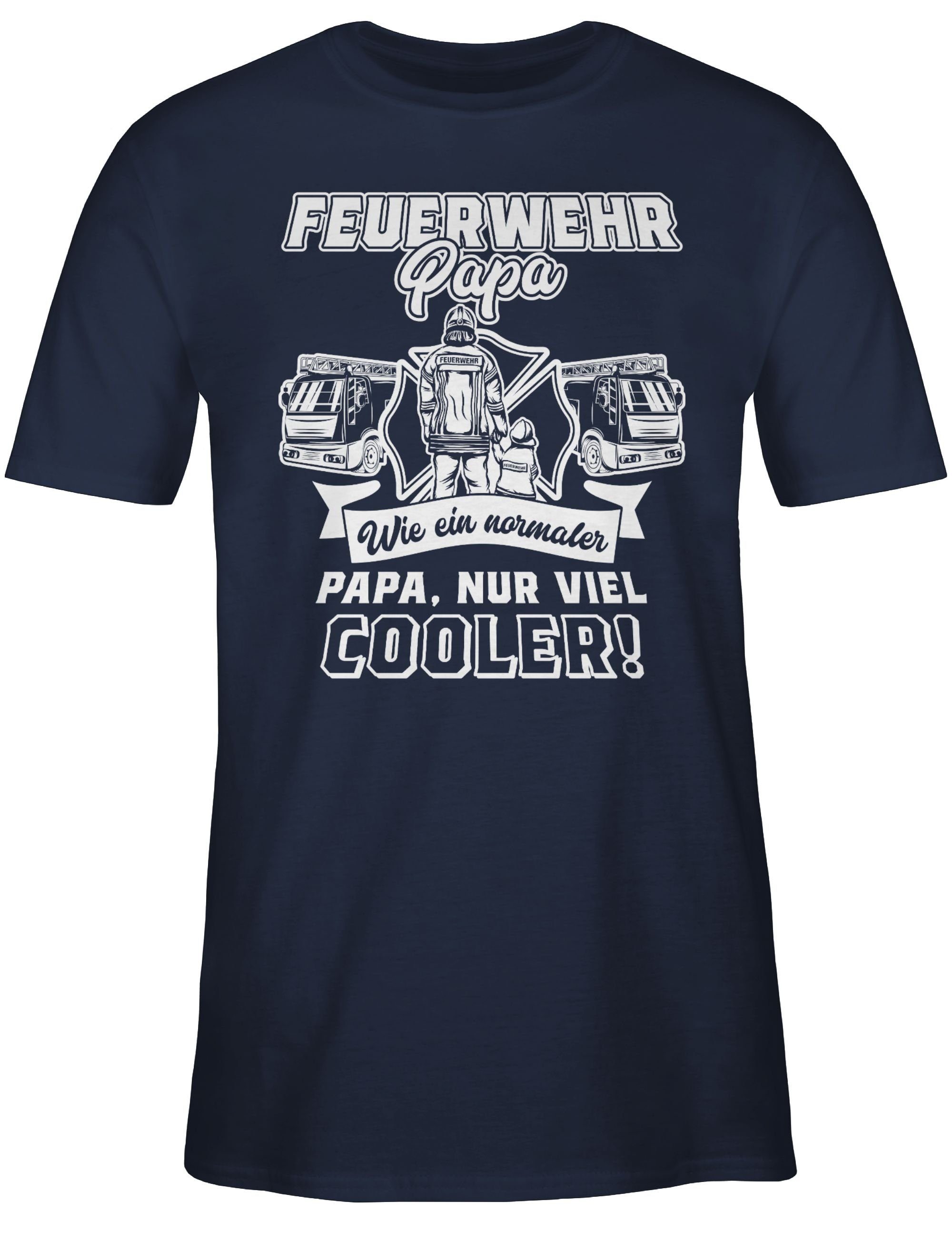 normaler 1 T-Shirt nur Feuerwehr cooler Navy Vatertag Papa Weiß Shirtracer Papa wie für Geschenk Papa ein Blau