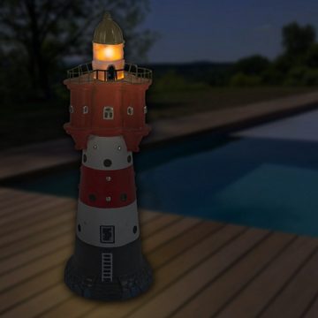 colourliving Gartenfigur Solar Leuchtturm Roter Sand Deko Leuchtturm LED, (Maritime Dekoration), 50 cm, Dämmerungssensor, Ein-/Ausschalter
