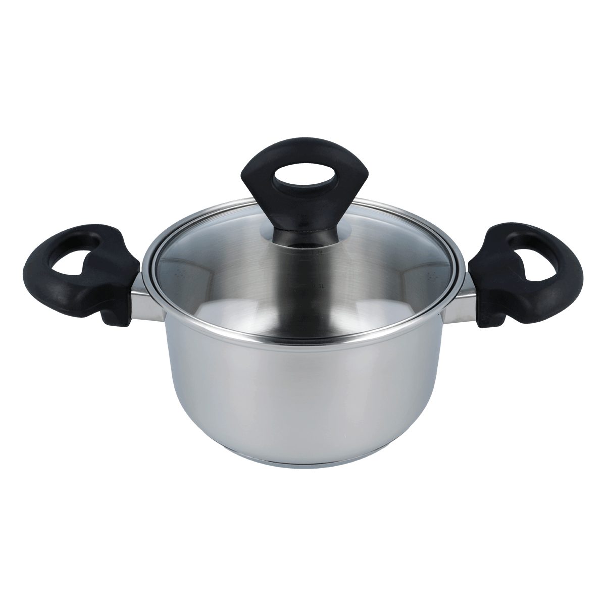 EUROHOME Fleischtopf Bratentopf mit Glasdeckel passgenau und induktionsgeeignet, Edelstahl (1-tlg., Kochtopf Edelstahl Ø16 cm), Topf alle Herdarten, Universaltop mit Messskala