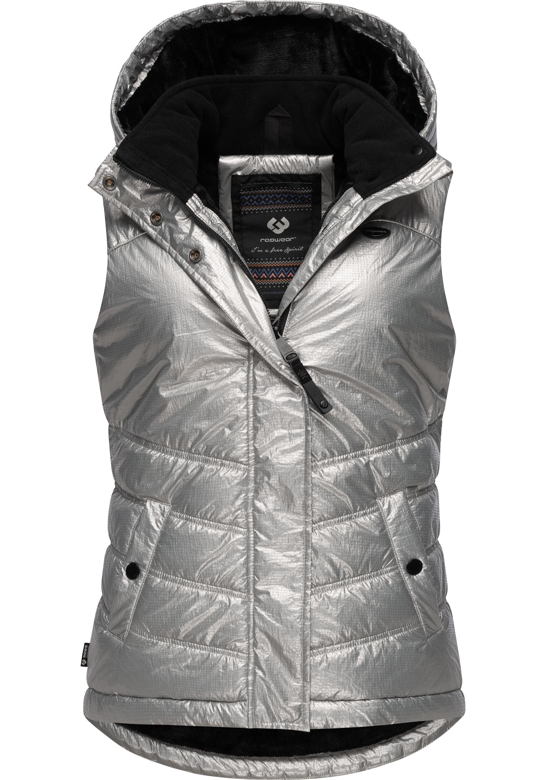 Ragwear Steppweste Hesty Bling Wasserdichte Outdoor-Weste mit abnehmbarer Kapuze
