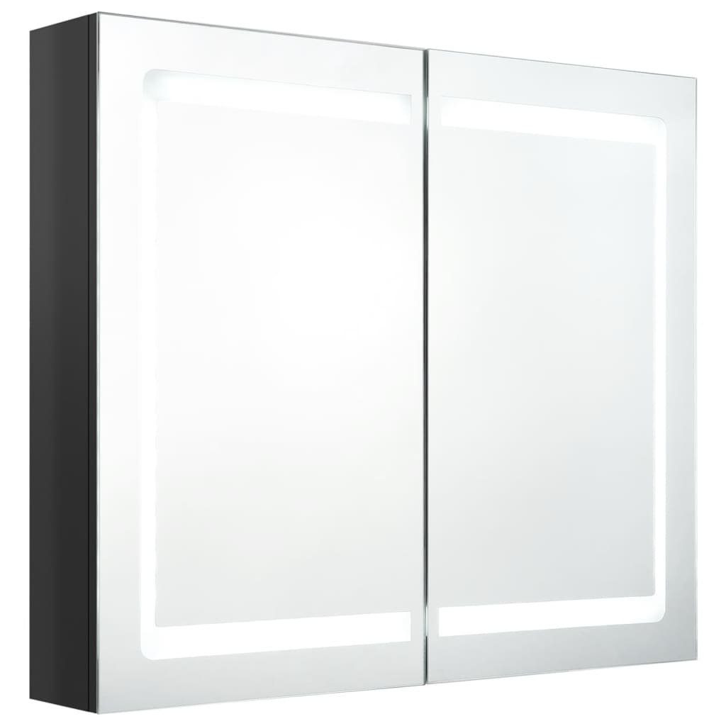 LED-Spiegelschrank Hochglanz-Schwarz cm Schwarz fürs Bad 80x12x68 (1-St) Glänzend vidaXL Badezimmerspiegelschrank