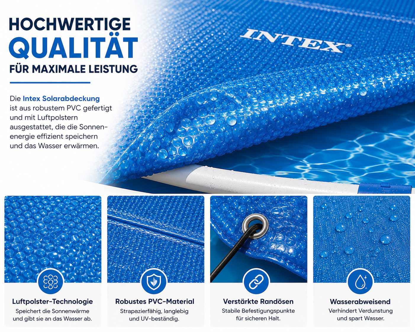 Intex Solarabdeckplane Poolabdeckung Ø 290 cm – Für 10ft Easy Set Pools mit Wärmeschutz (Poolabdeckung, 1-St., Einzelartikel), reduziert Wasserverdunstung, leichtes Handling