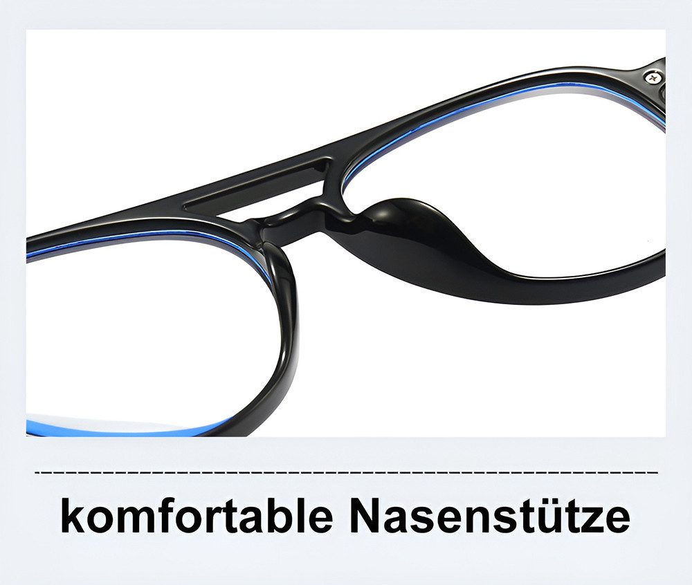 PACIEA Lesebrille Blaulichtfilter Doppelbalkenrahmen Oversized Elegant