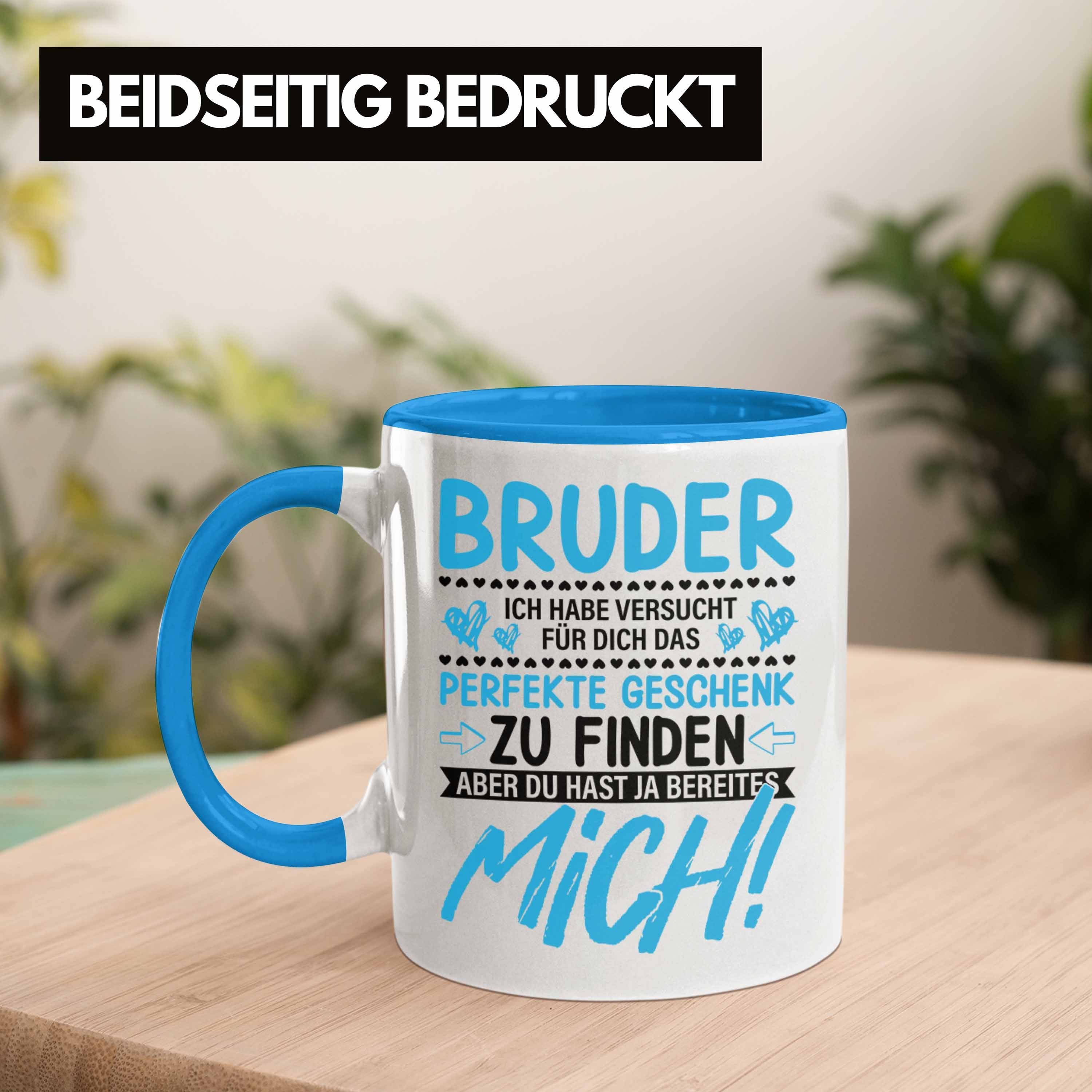 Trendation Tasse Trendation - Geschenk Tasse Bruder Geburtstag Schwester von Lustiger Geschenkidee für Blau Bruder Spruch