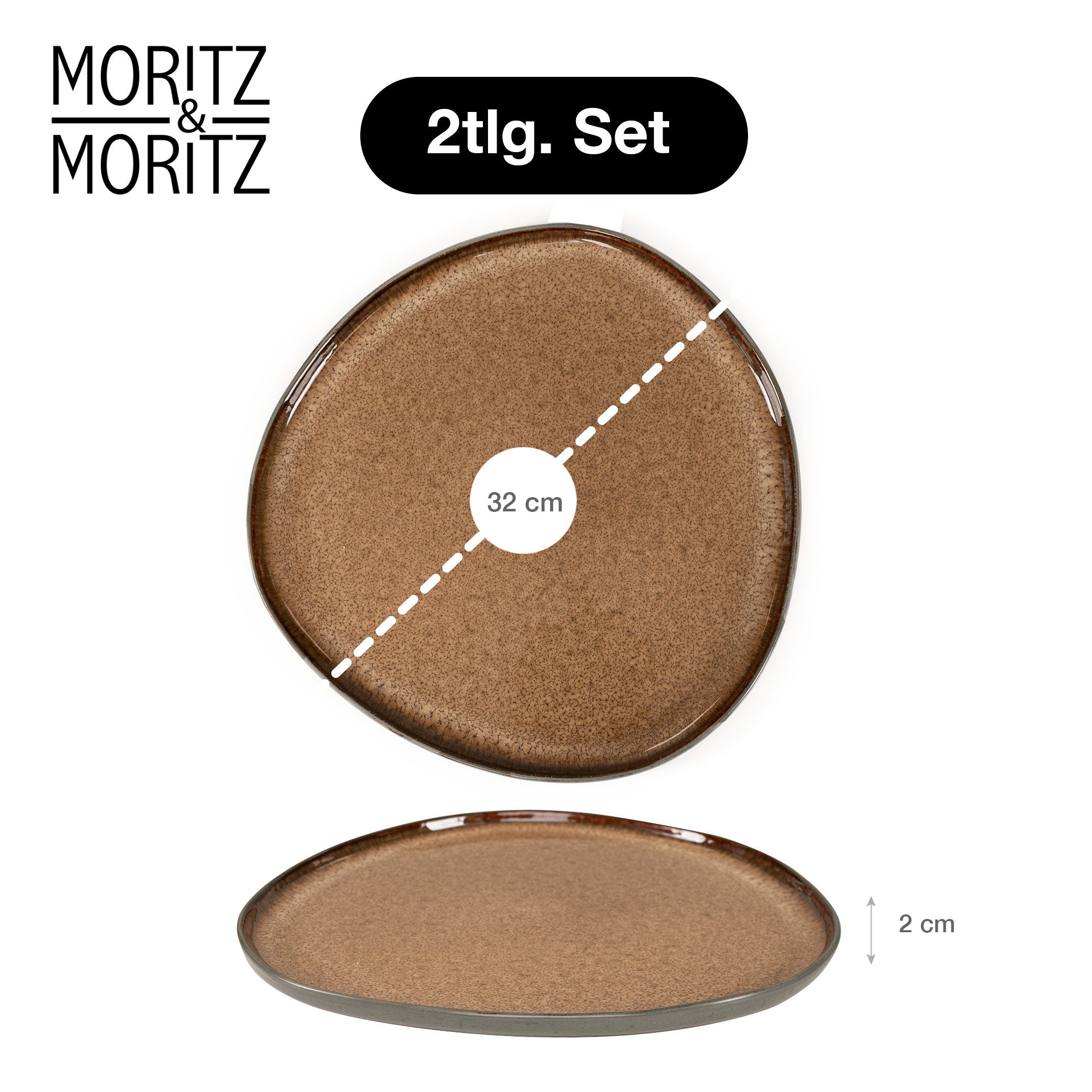 Moritz & Moritz Servierplatte ORGANIC Servierplatte 2er - Beige, (Set, 2-tlg., Set), Spülmaschinengeeignet