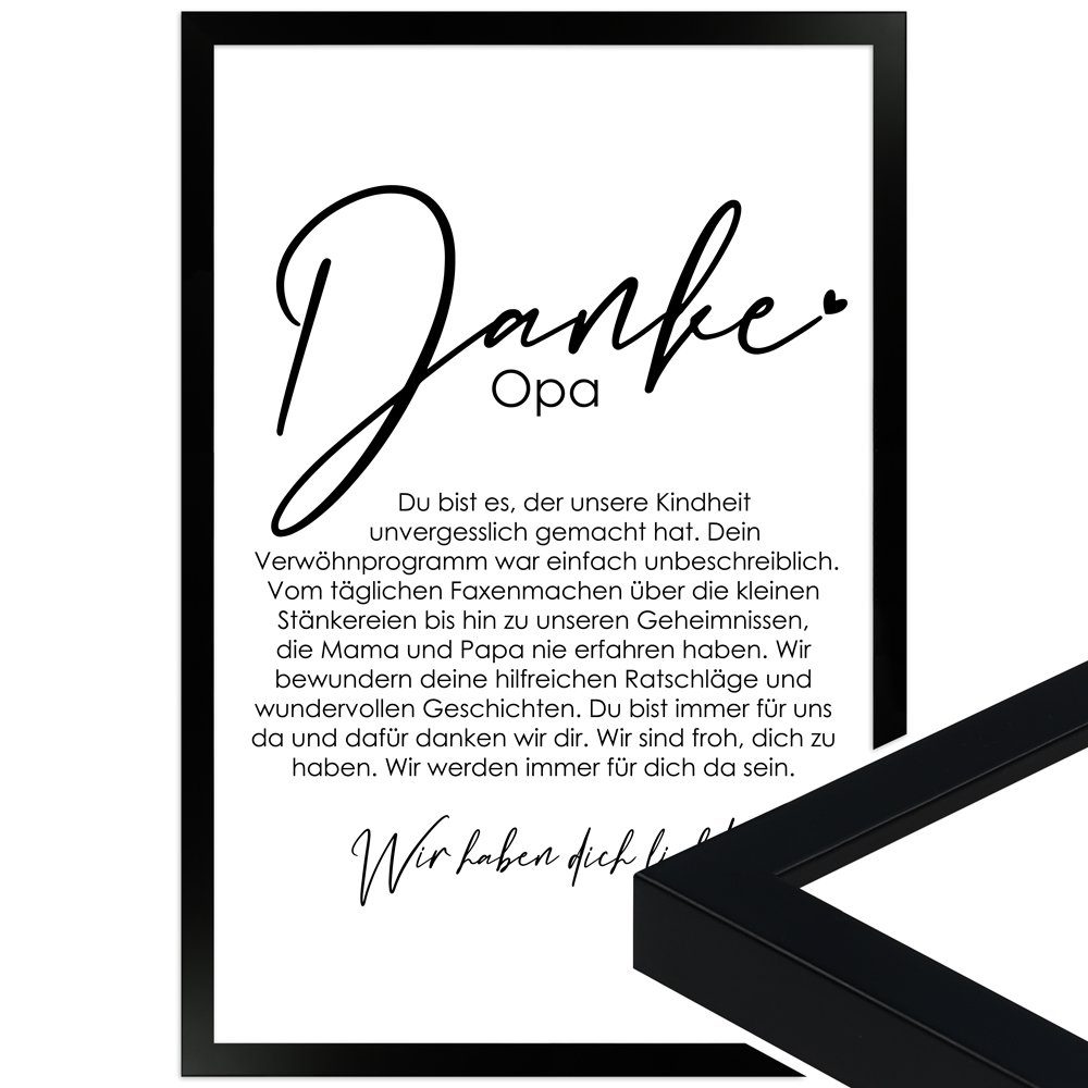 WANDStyle Bild mit Rahmen Danke Opa, von uns, Geschenk: Poster für Opa
